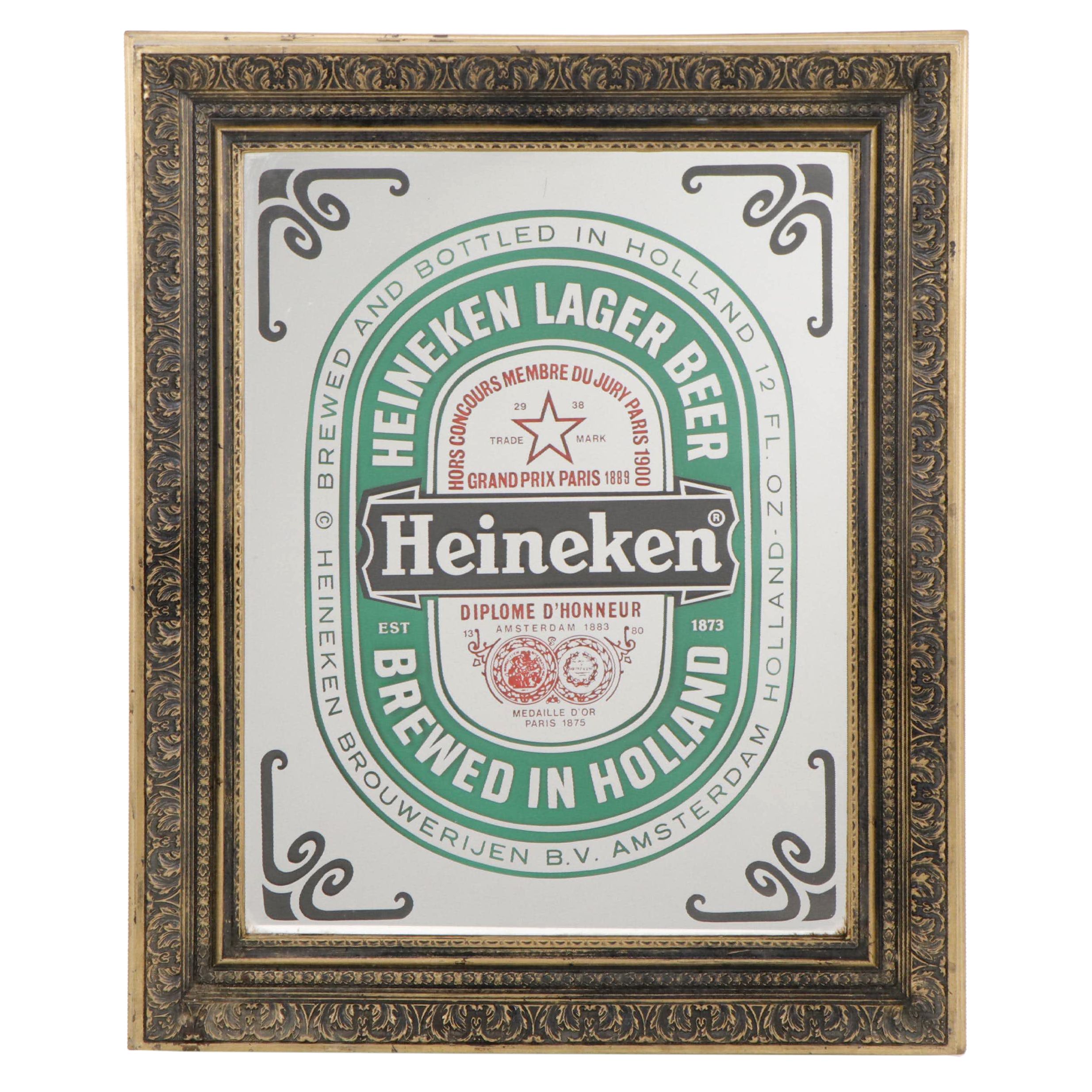 Heineken Lager Beer Wall-Hanging Mirror Advertisement Sign
