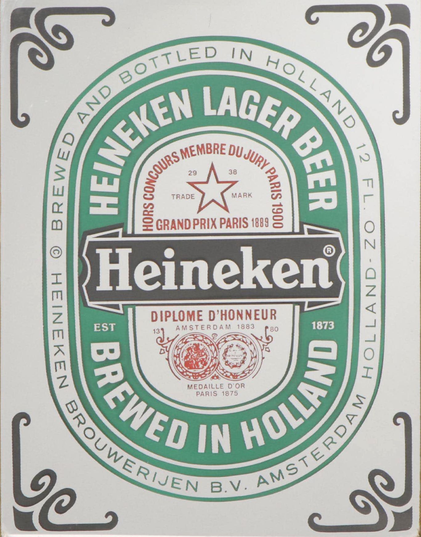 Heineken Lager Beer Wall-Hanging Mirror Advertisement Sign