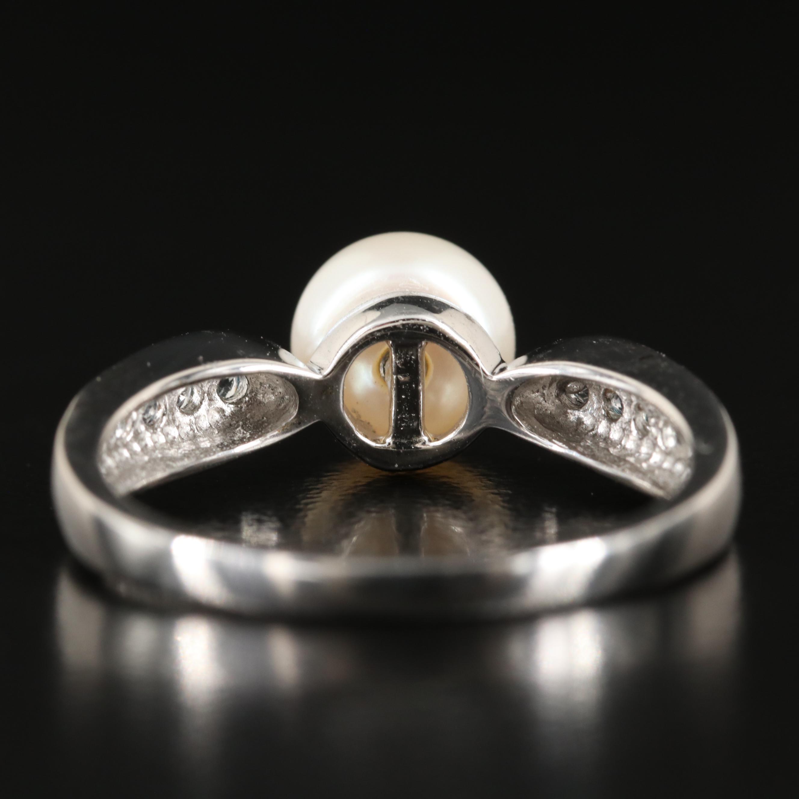 Sterling Pearl and White Topaz Ring with Interchangeable Center