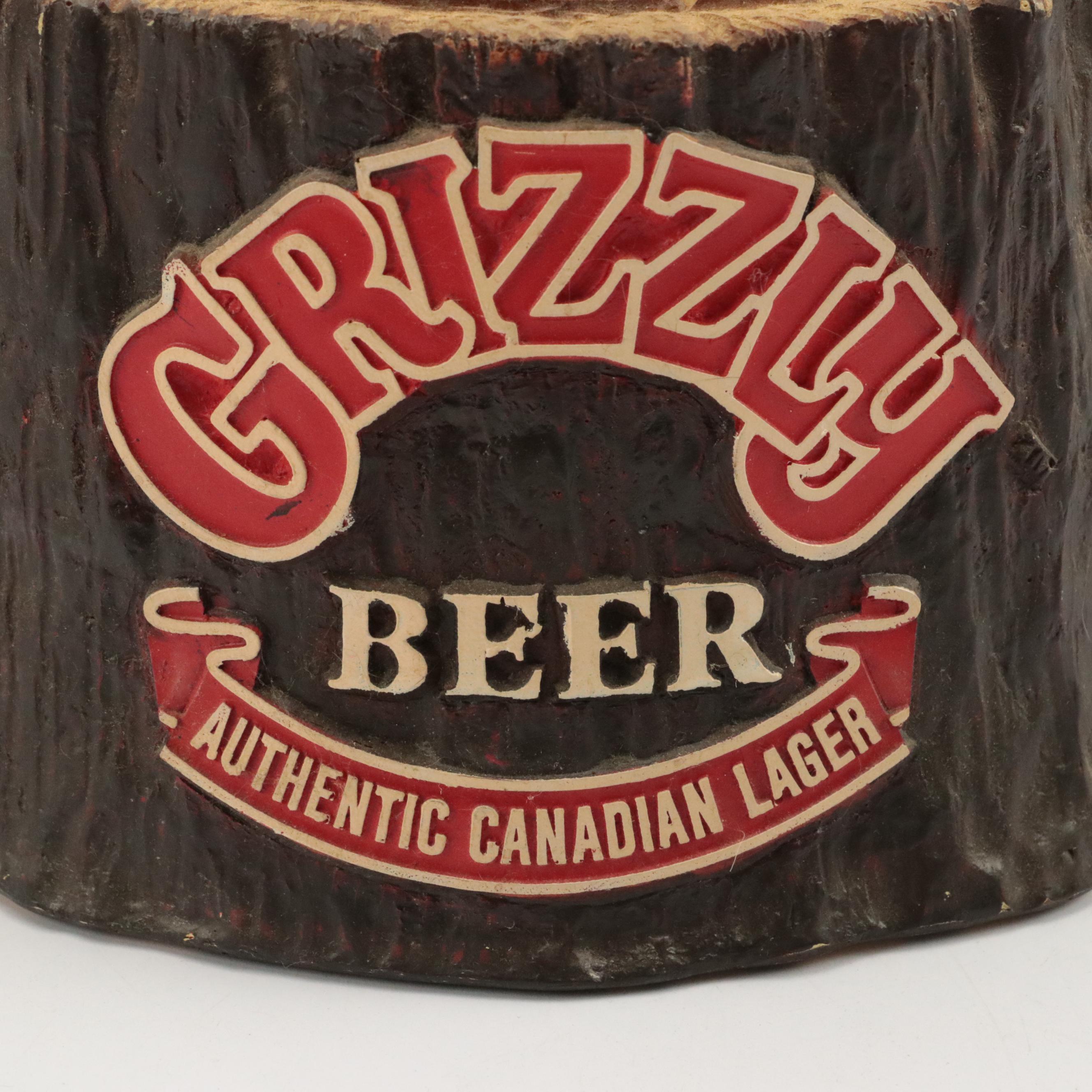 Grizzly Beer Authentic Canadian Lager Advertising Bottle Holder, 1980s