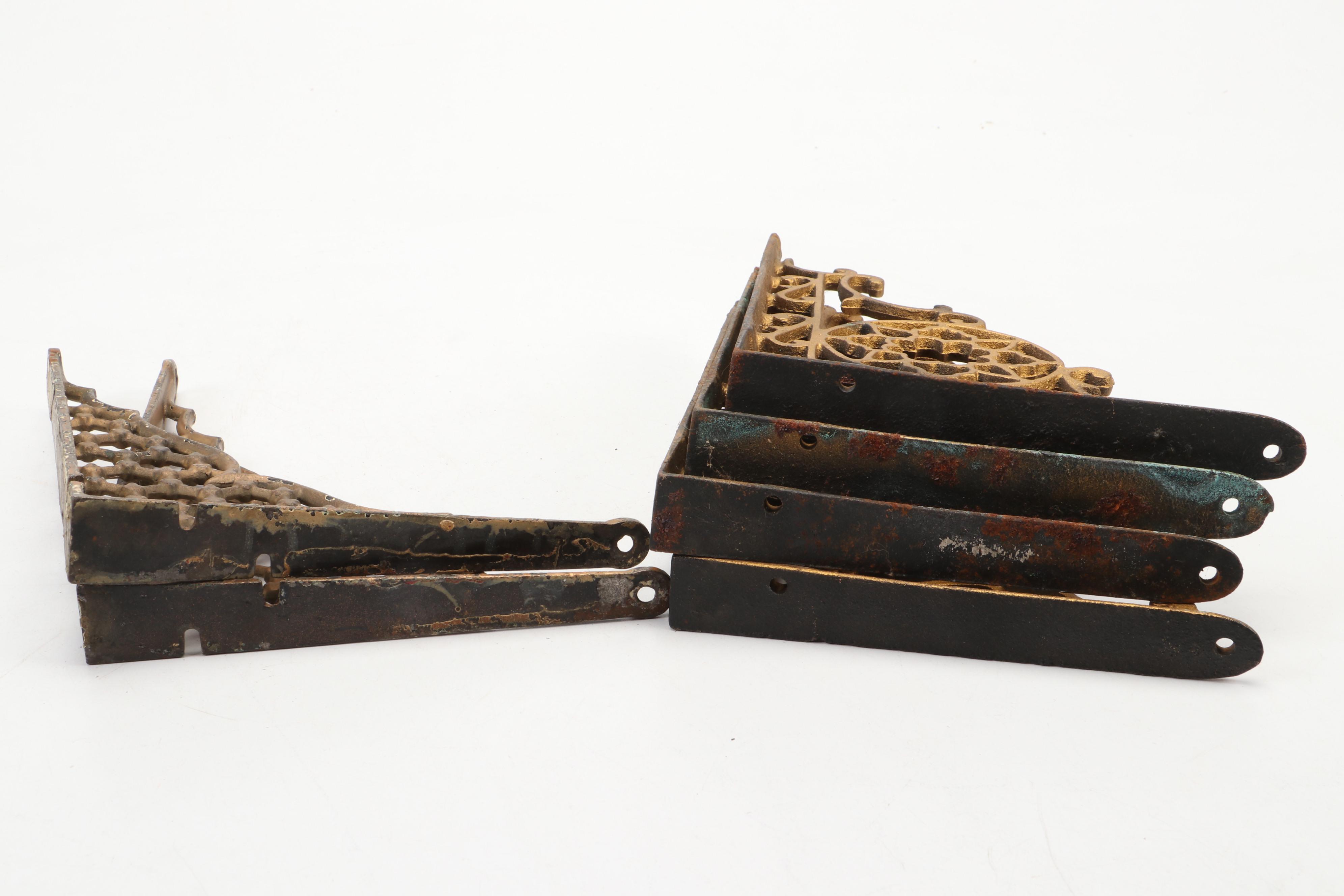 Gold Painted Cast Metal Decorative Shelf Brackets