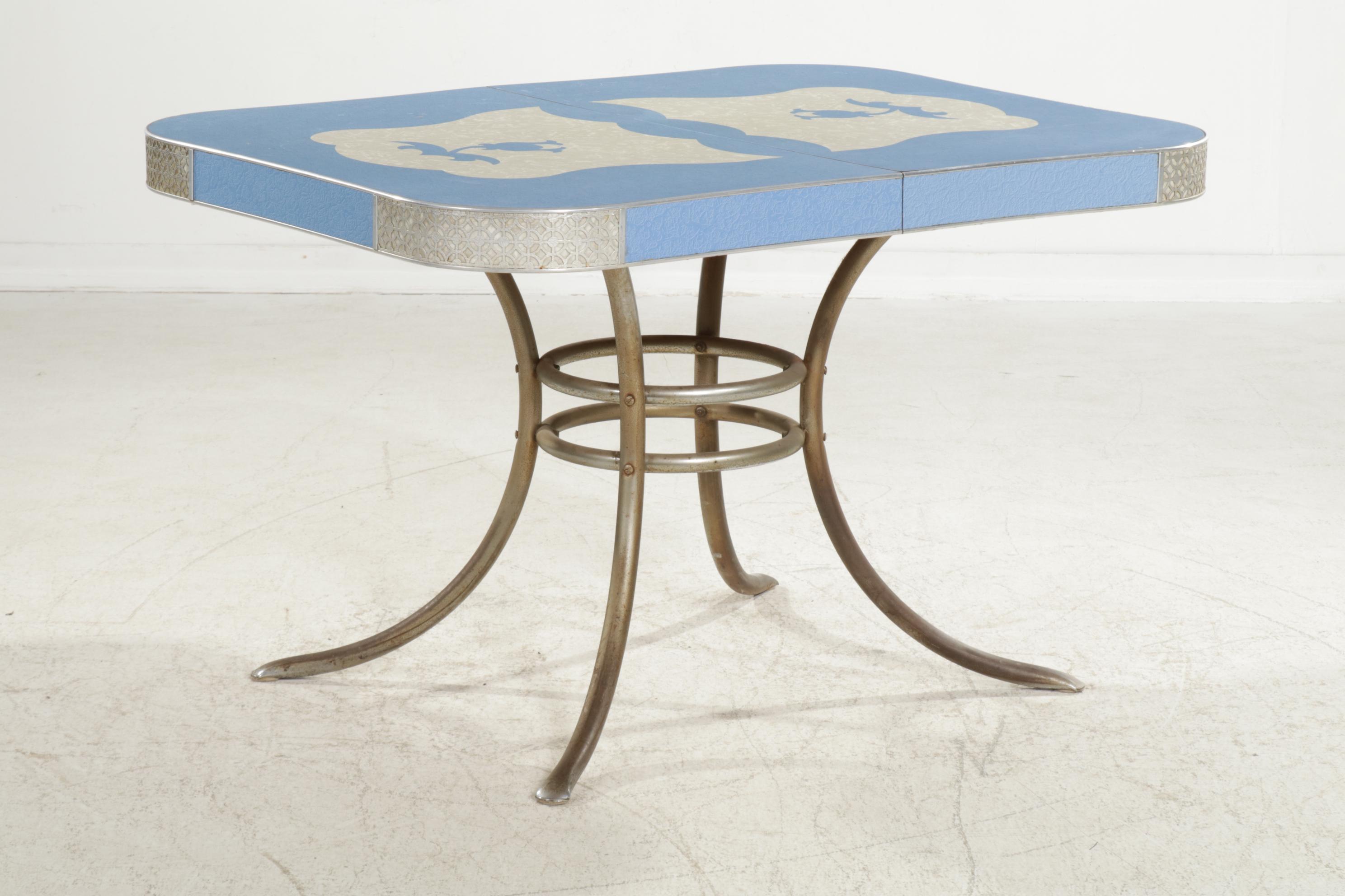 Chromed Metal and Laminate Dinette Set, Mid-20th Century