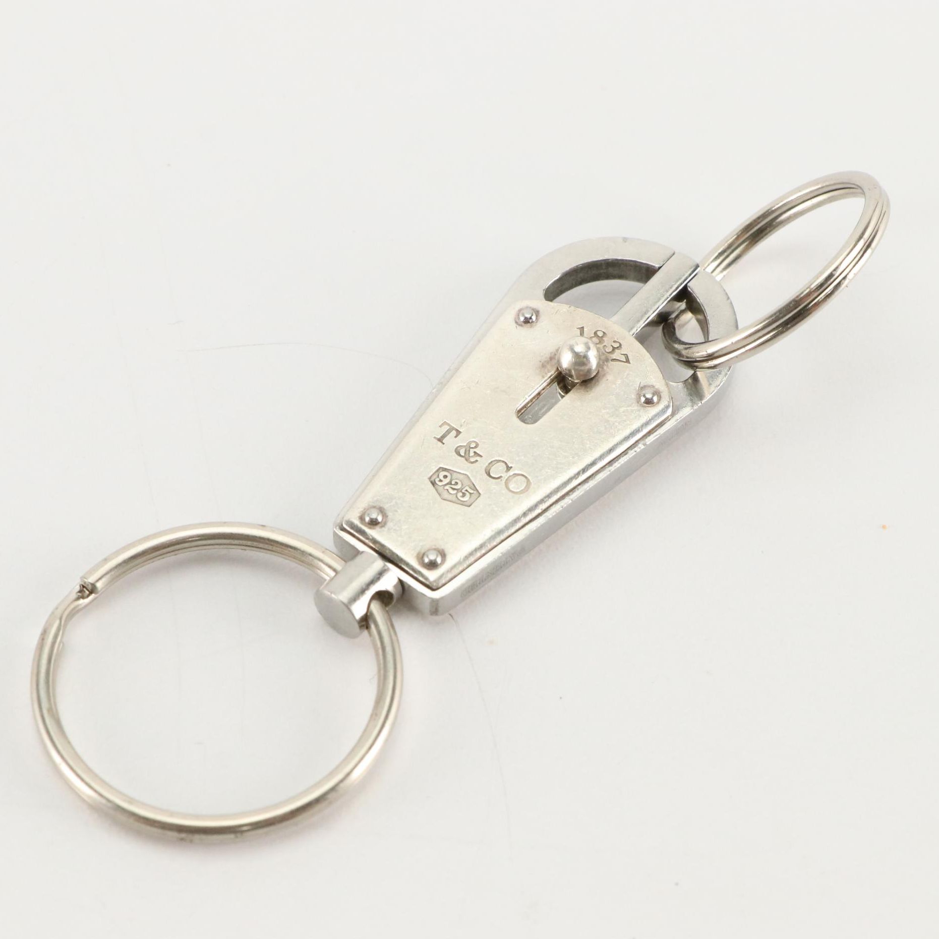 Tiffany & Co. Sterling Silver and Stainless Steel Valet Key Ring
