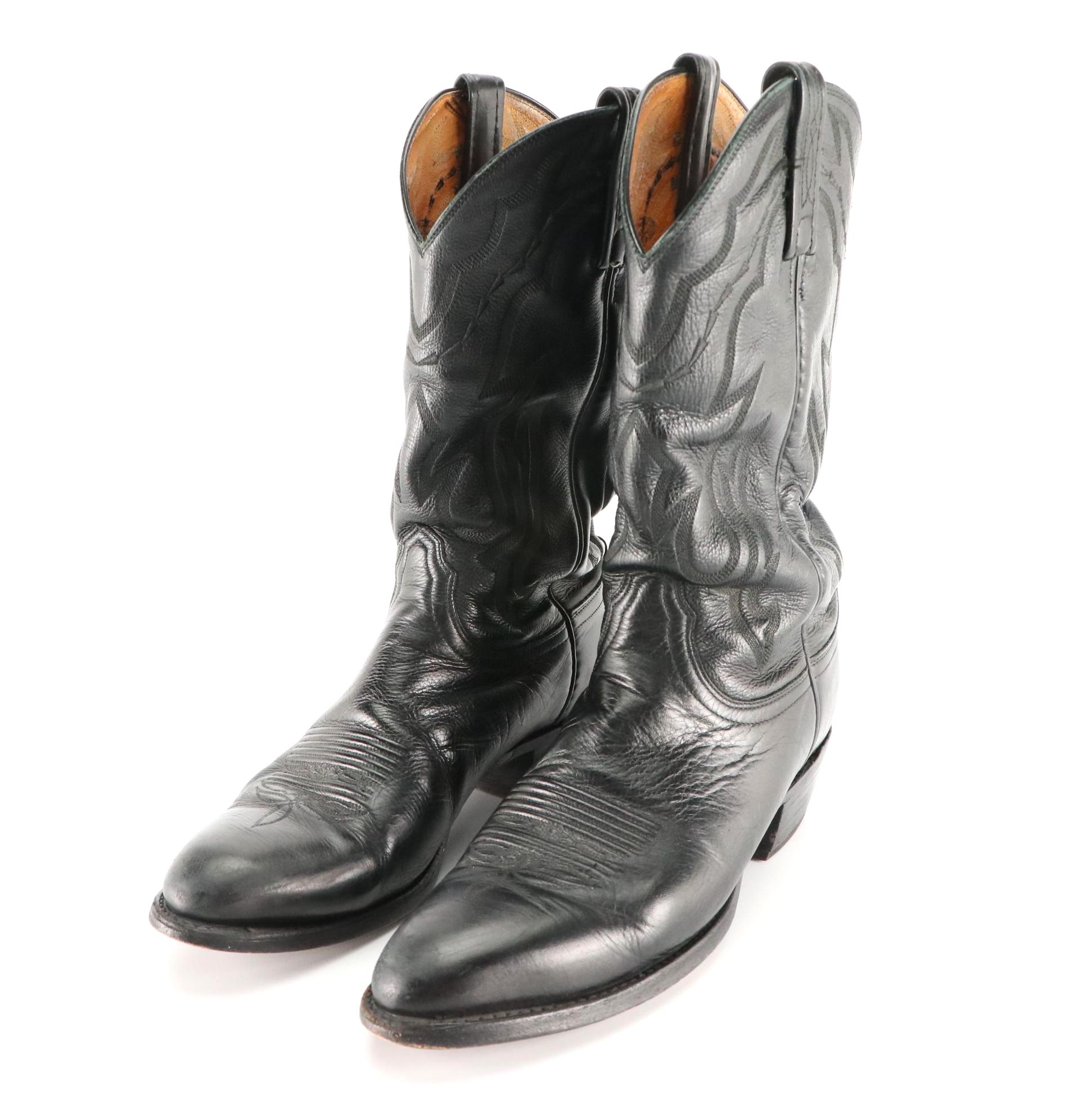 Men's Goodyear Black Leather Western Cowboy Boots