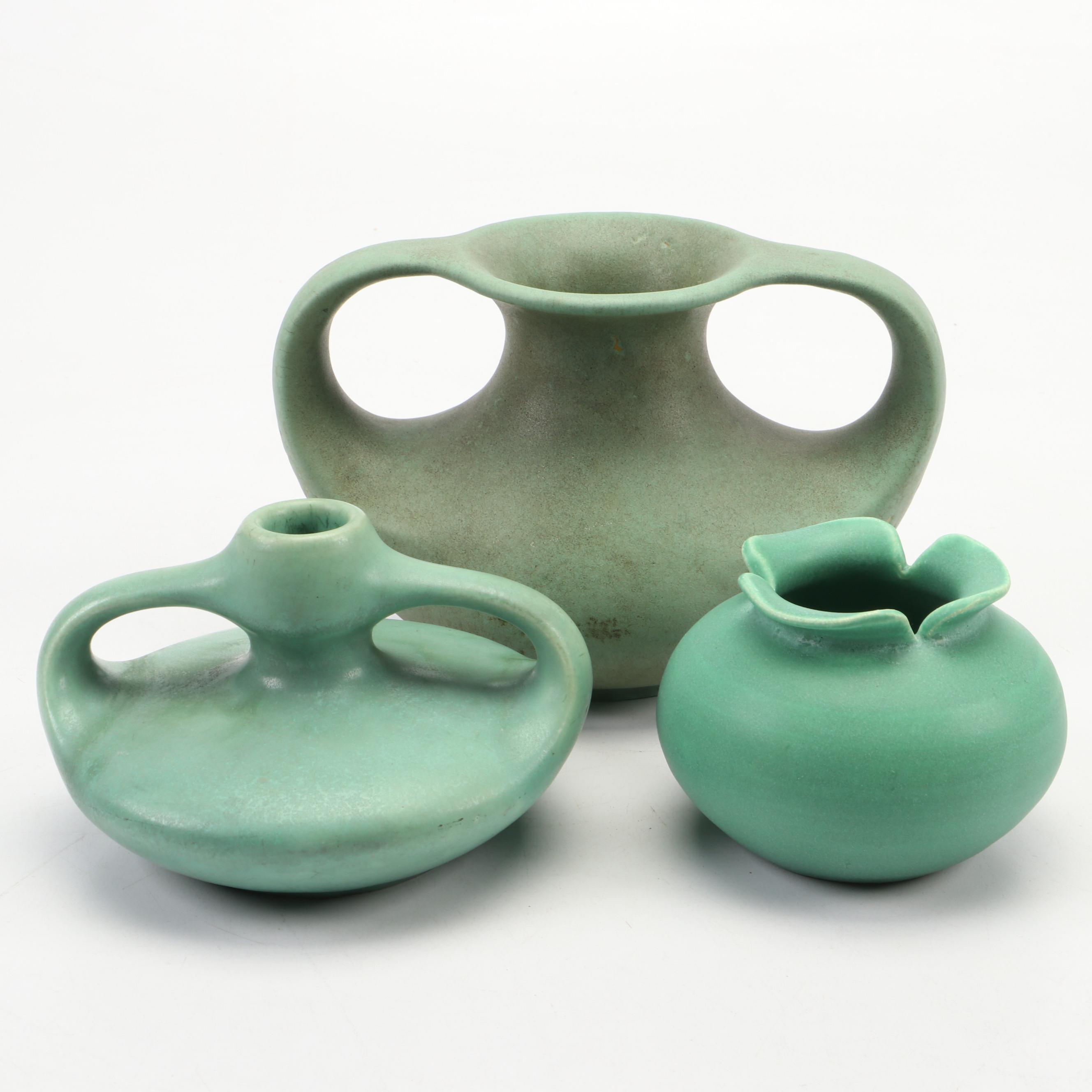 Teco, Door and Clifton American Art Pottery Vases, 20th Century