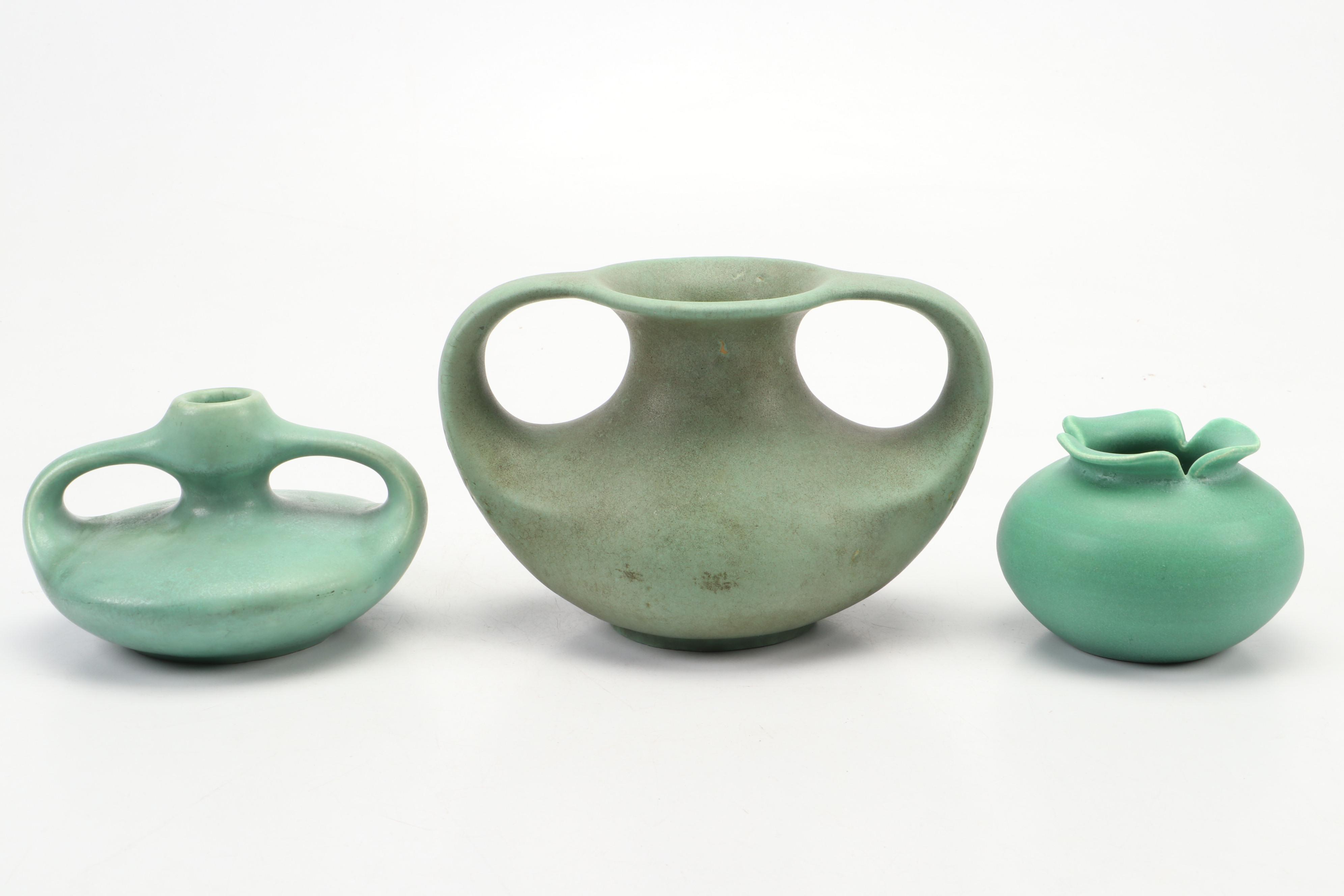 Teco, Door and Clifton American Art Pottery Vases, 20th Century