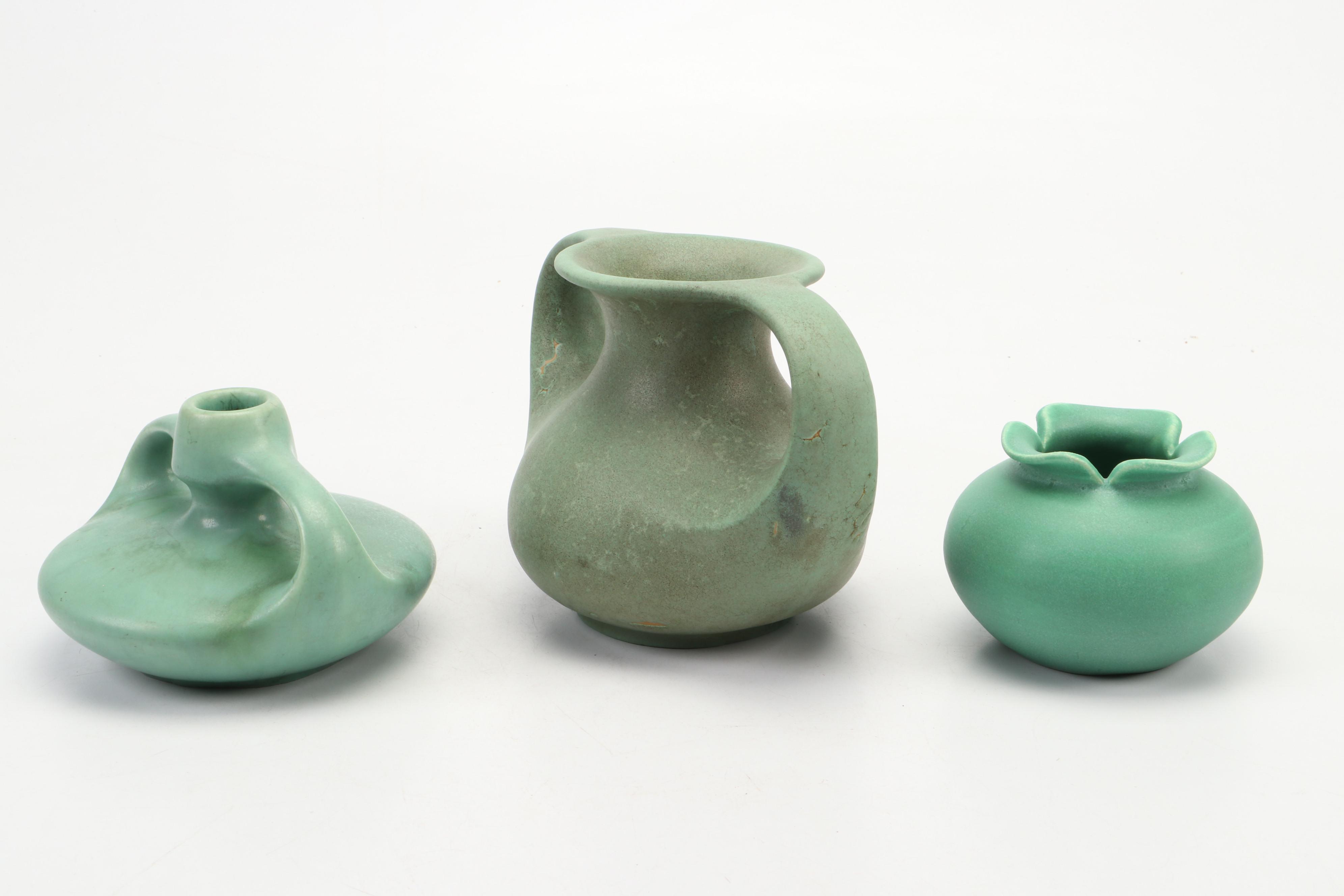 Teco, Door and Clifton American Art Pottery Vases, 20th Century