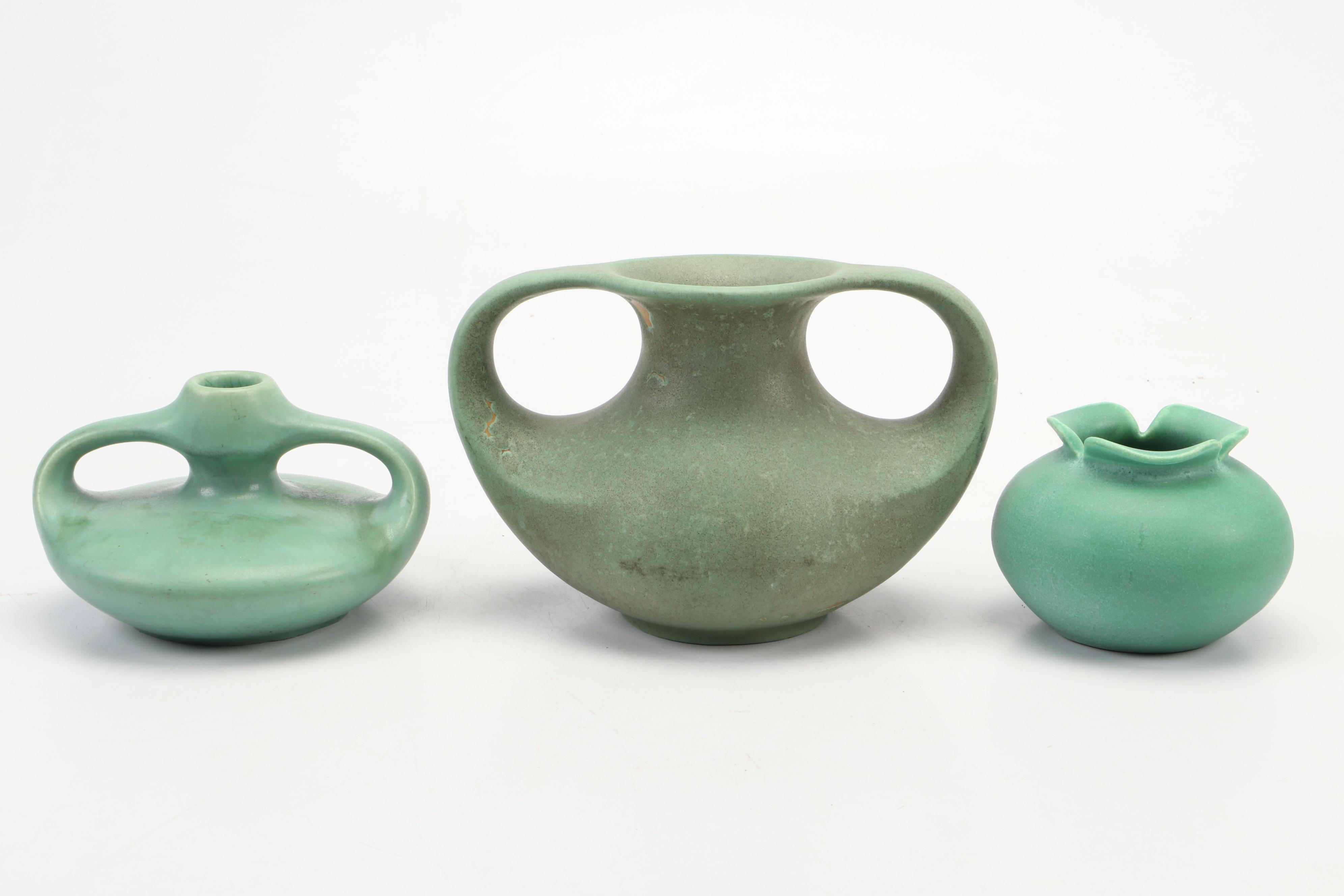 Teco, Door and Clifton American Art Pottery Vases, 20th Century