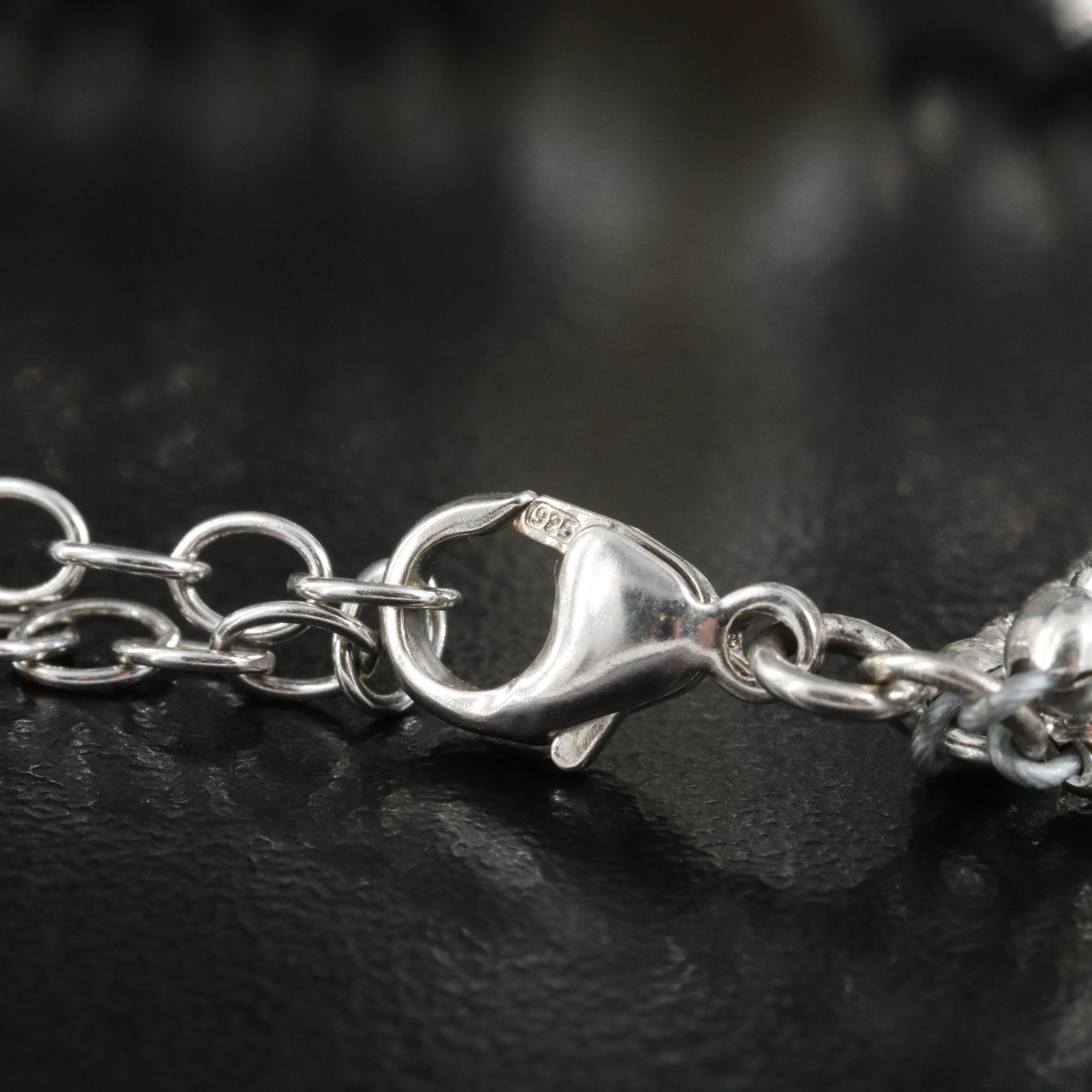 Sterling Fluted Bead and Pearl Bracelet