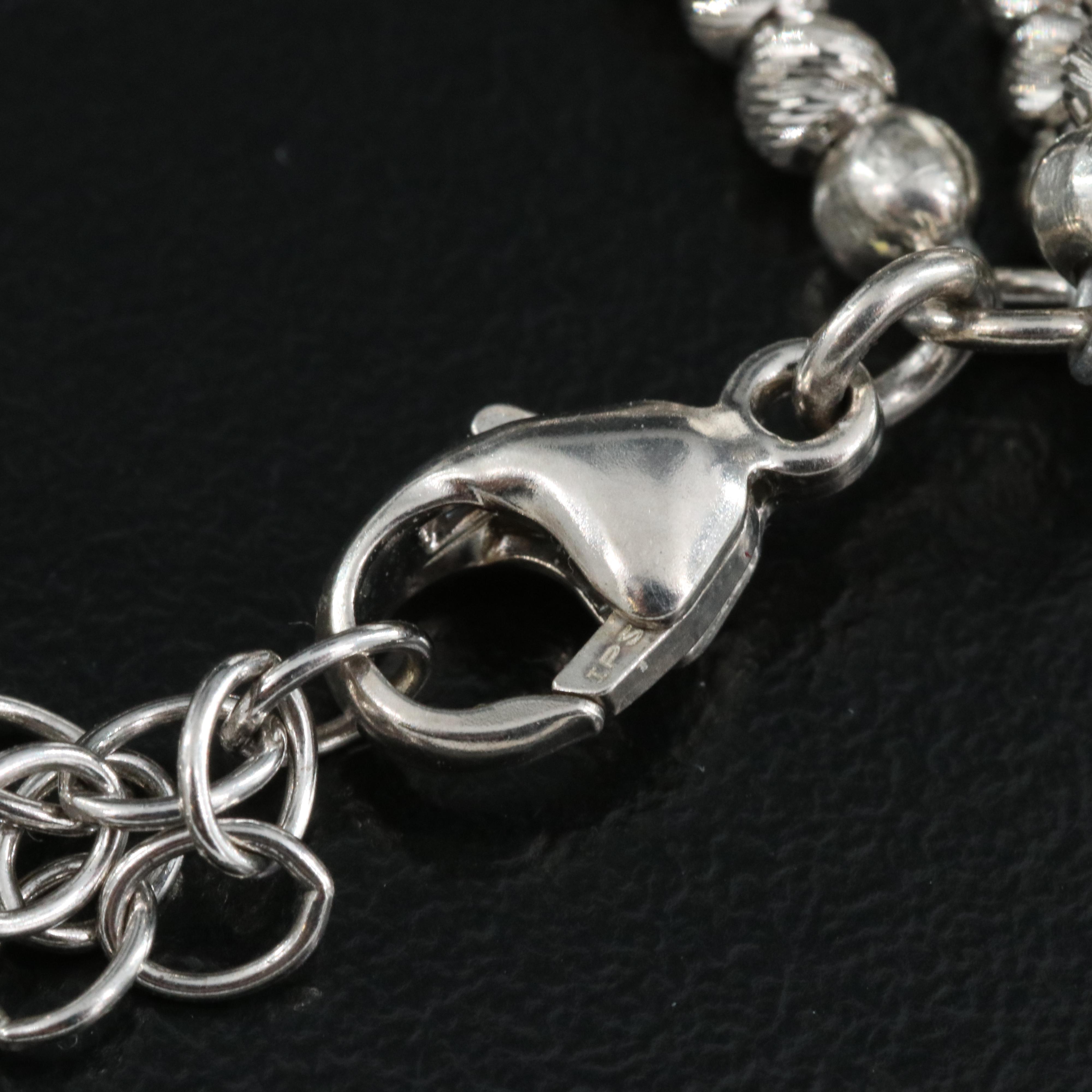 Sterling Fluted Bead and Pearl Bracelet