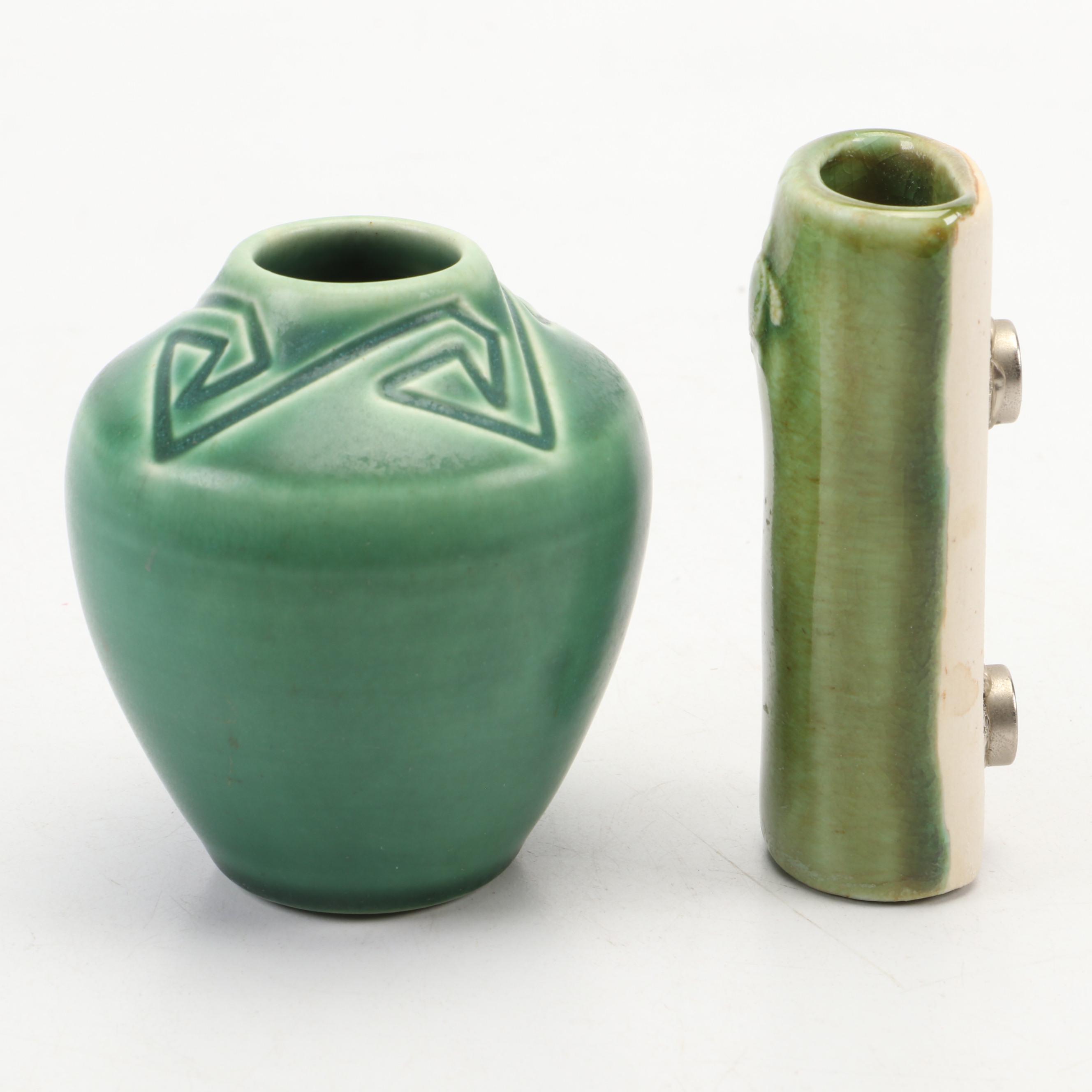 Arts and Crafts Rookwood Pottery Vase with Modern Rookwood Pottery Wall Pocket