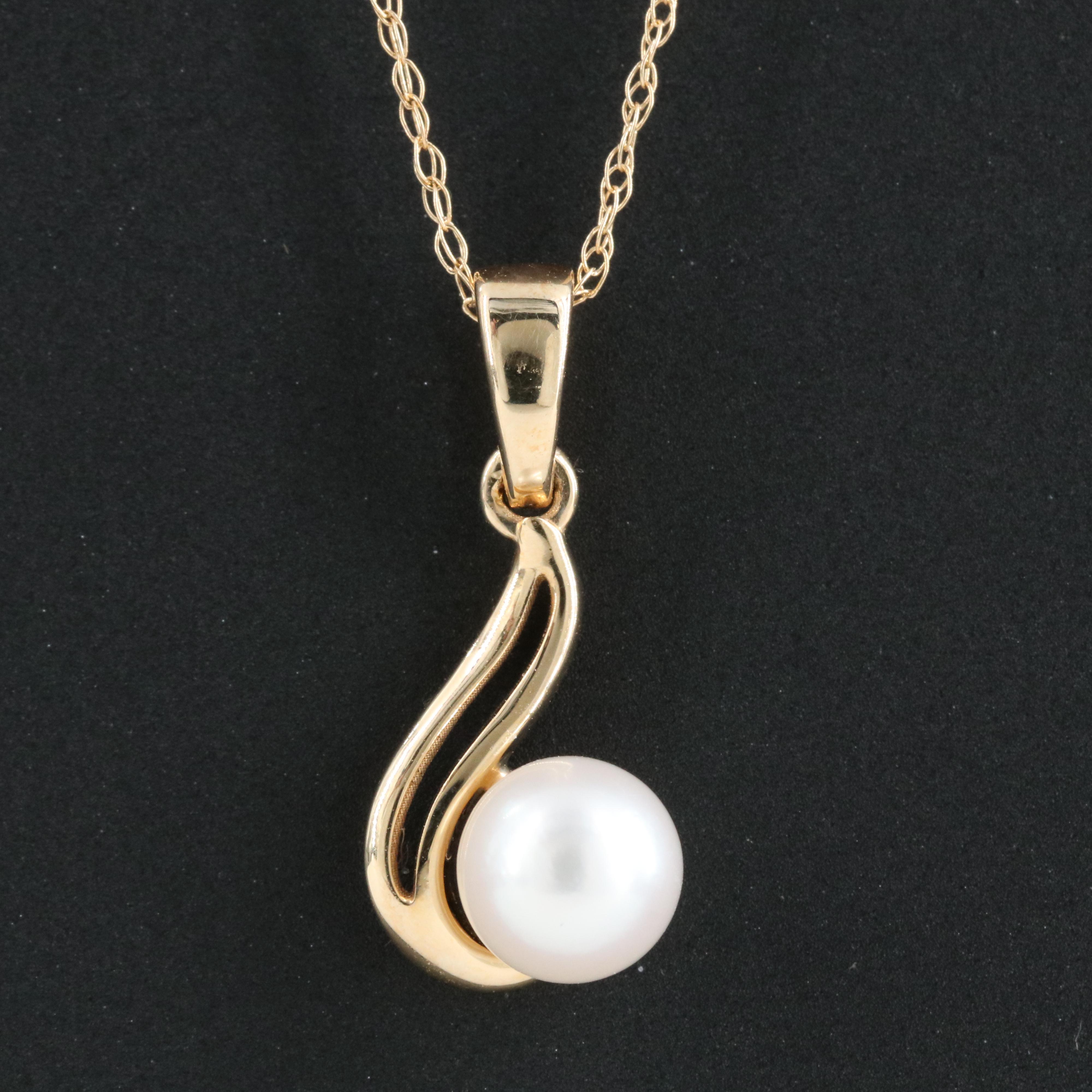 14K Pearl Pendant Necklace