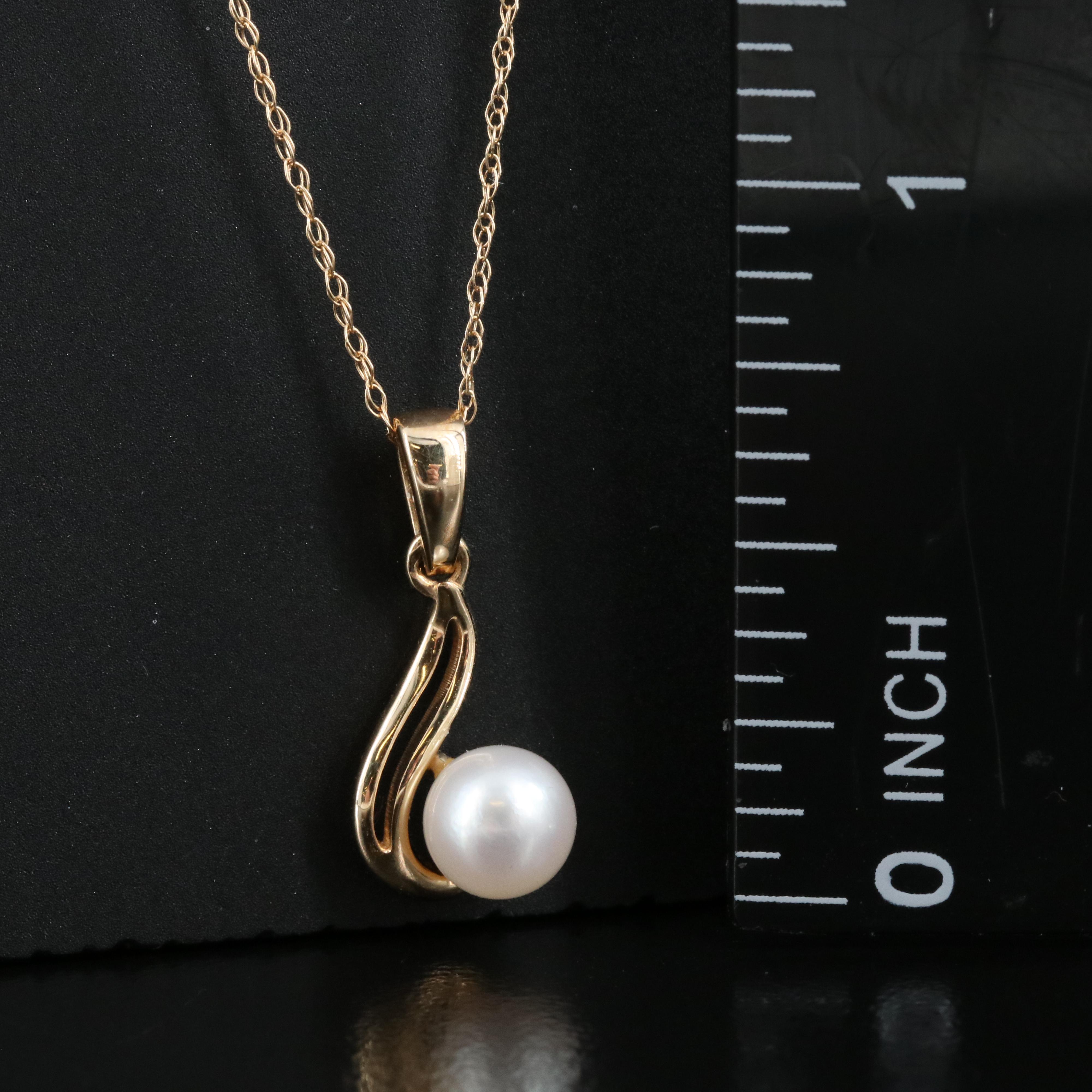 14K Pearl Pendant Necklace