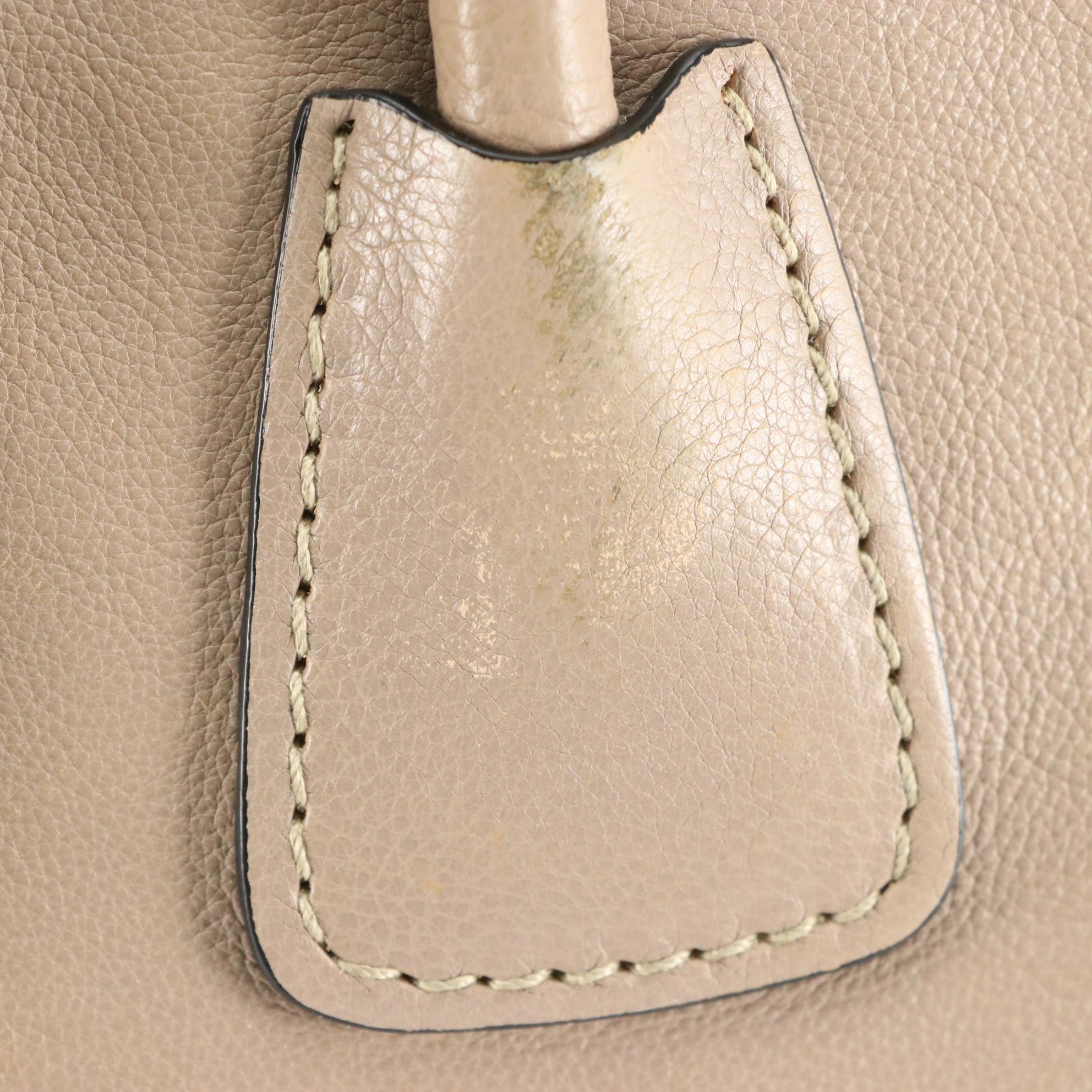 Prada Twin Pocket Two-Way Tote Bag in Taupe Calfskin Leather