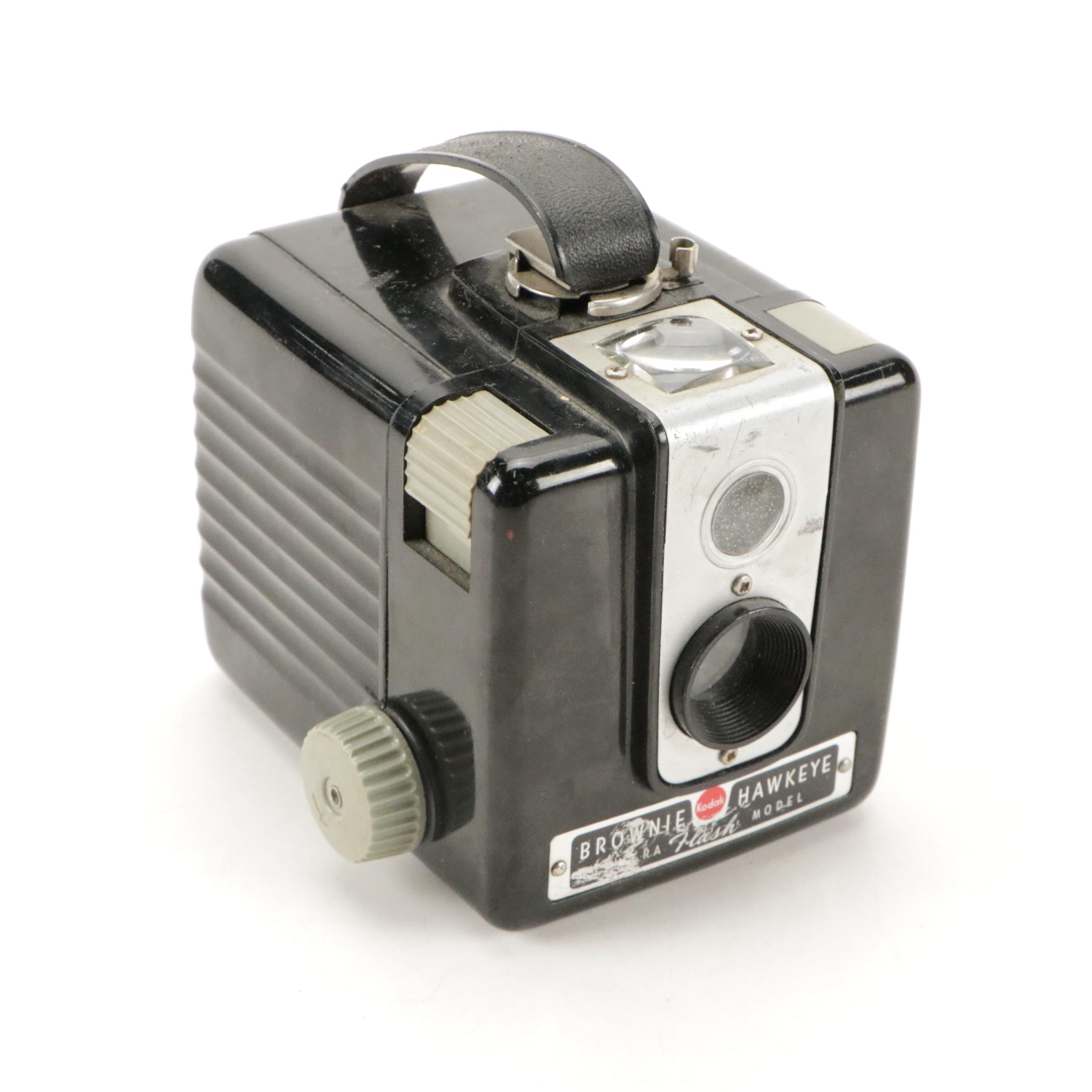 Spartus Full-Vue, Kodak Brownie Hawkeye and Other Cameras with Accesories