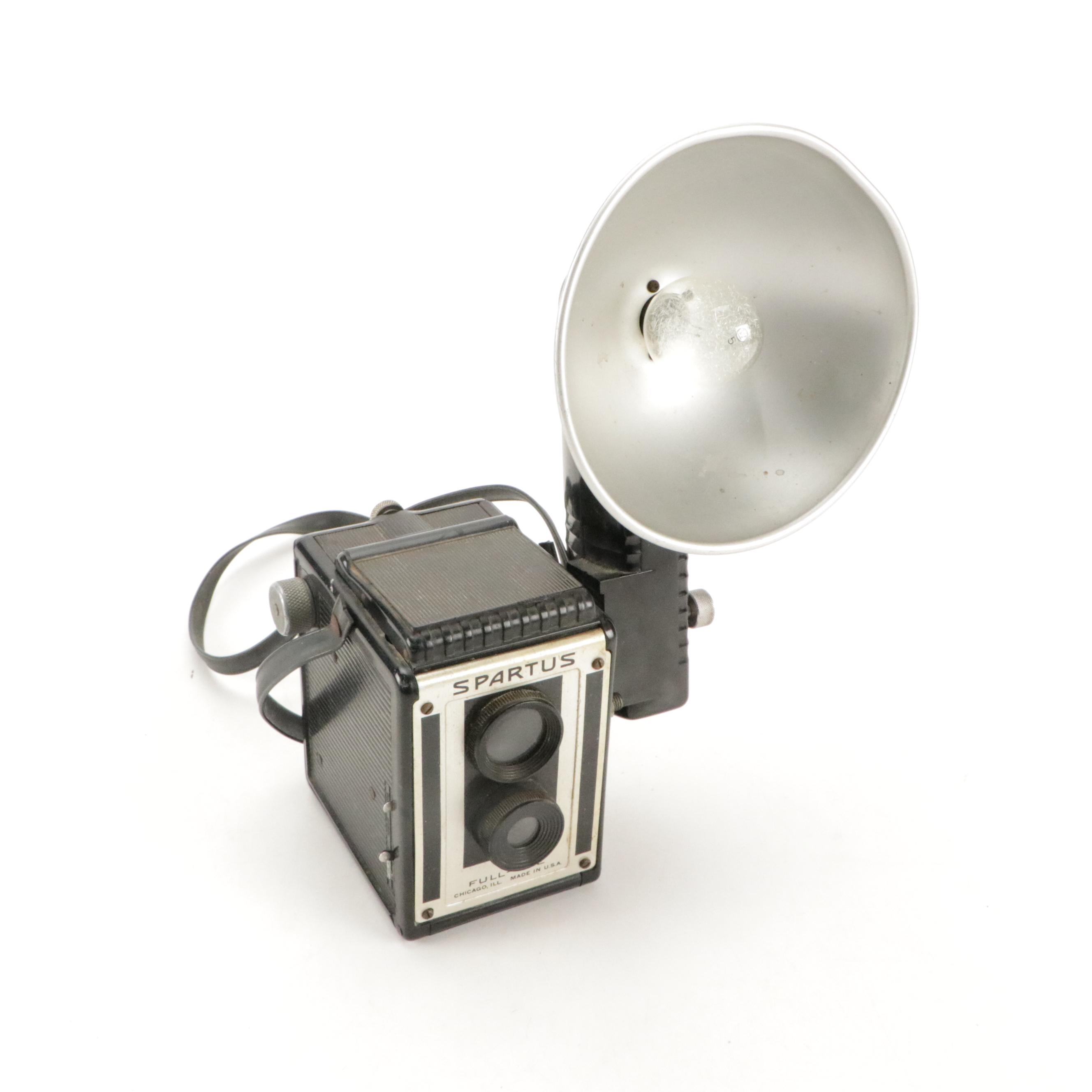 Spartus Full-Vue, Kodak Brownie Hawkeye and Other Cameras with Accesories