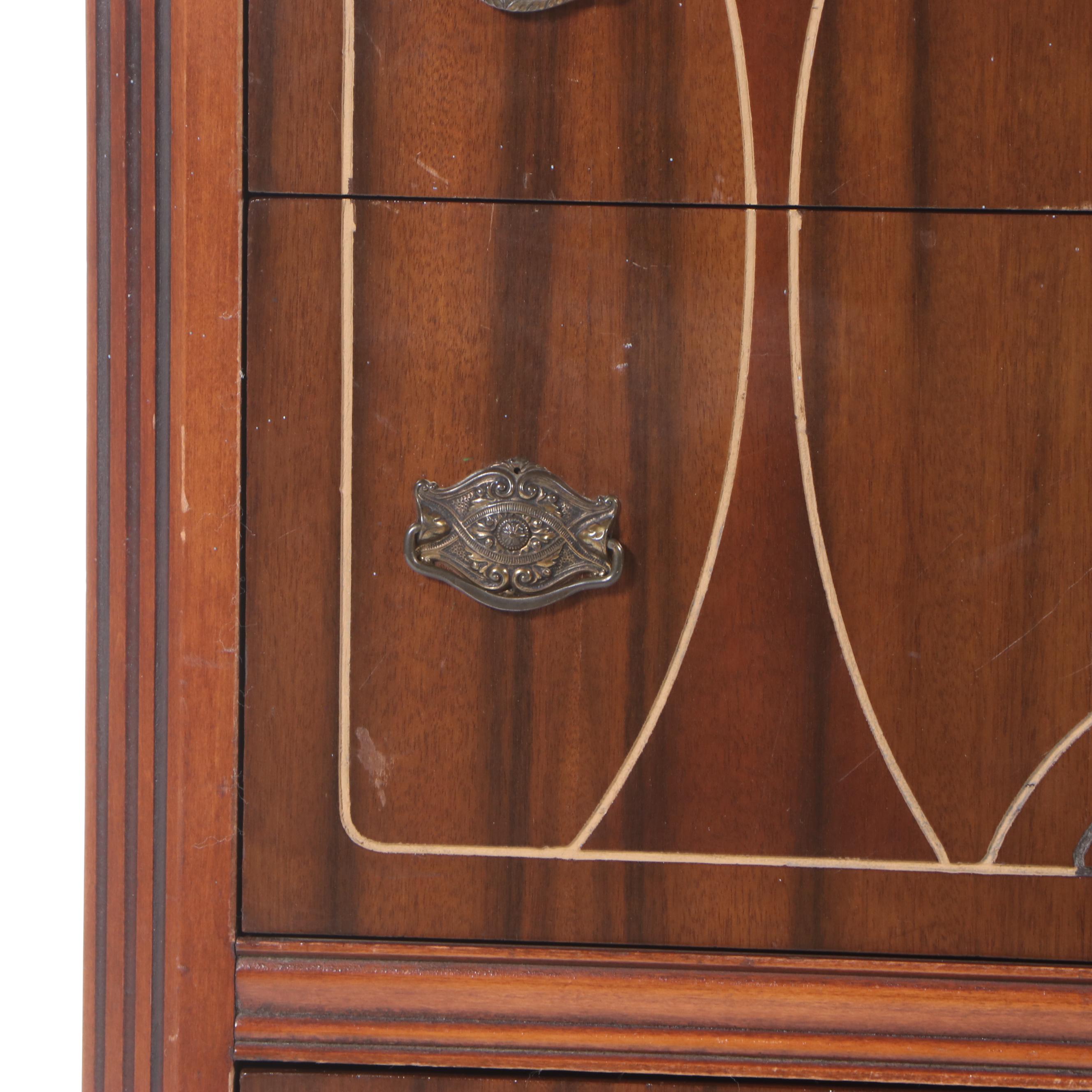 Jacobean Revival Mixed Veneer Dresser, 1930s-1940s