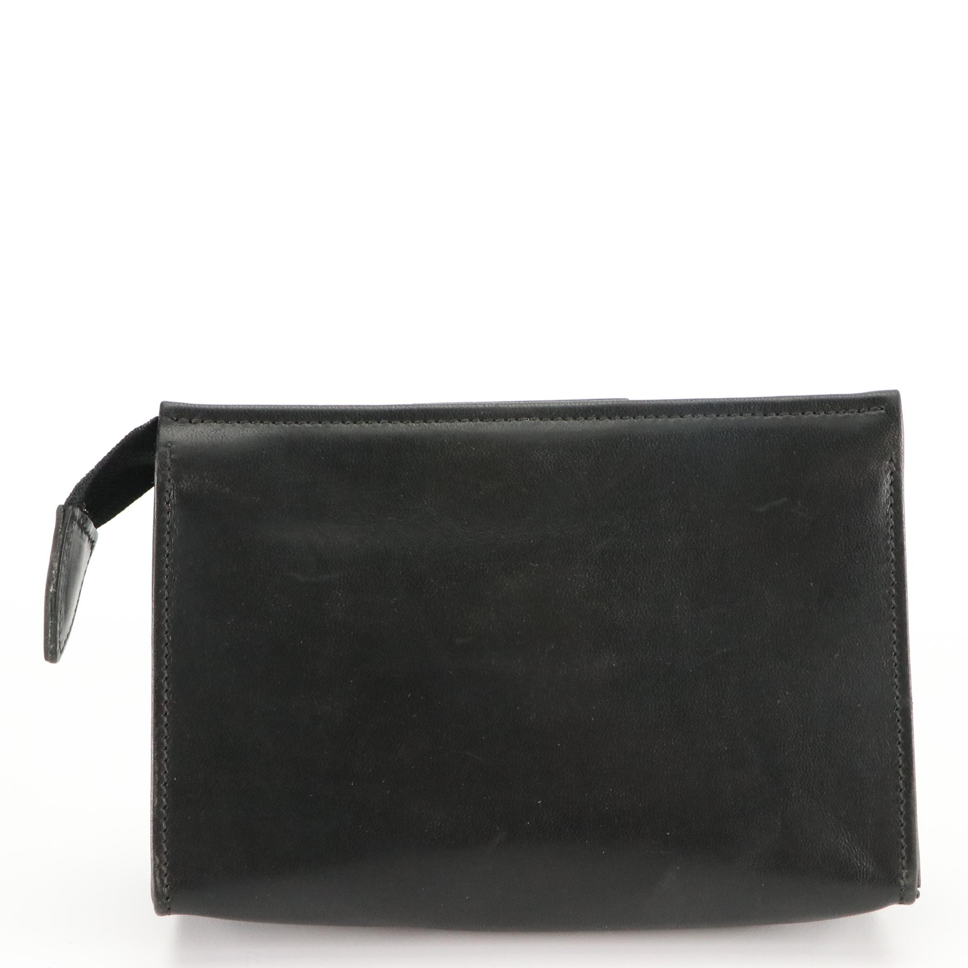 Ghurka Black Leather Zip Pouch