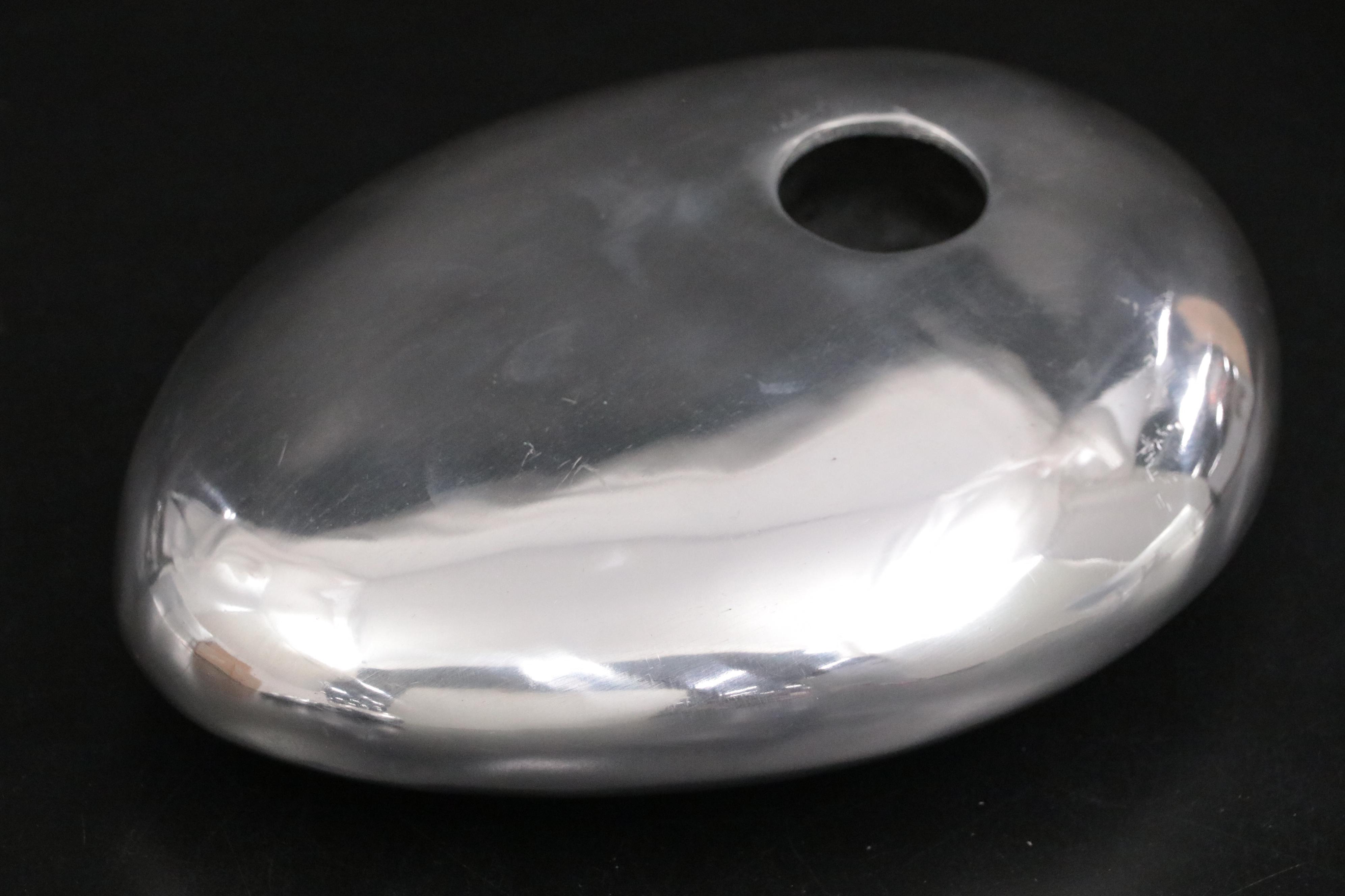 Michael Aram Polished Aluminum Rock Ikebana Vases, River Rock Shakers