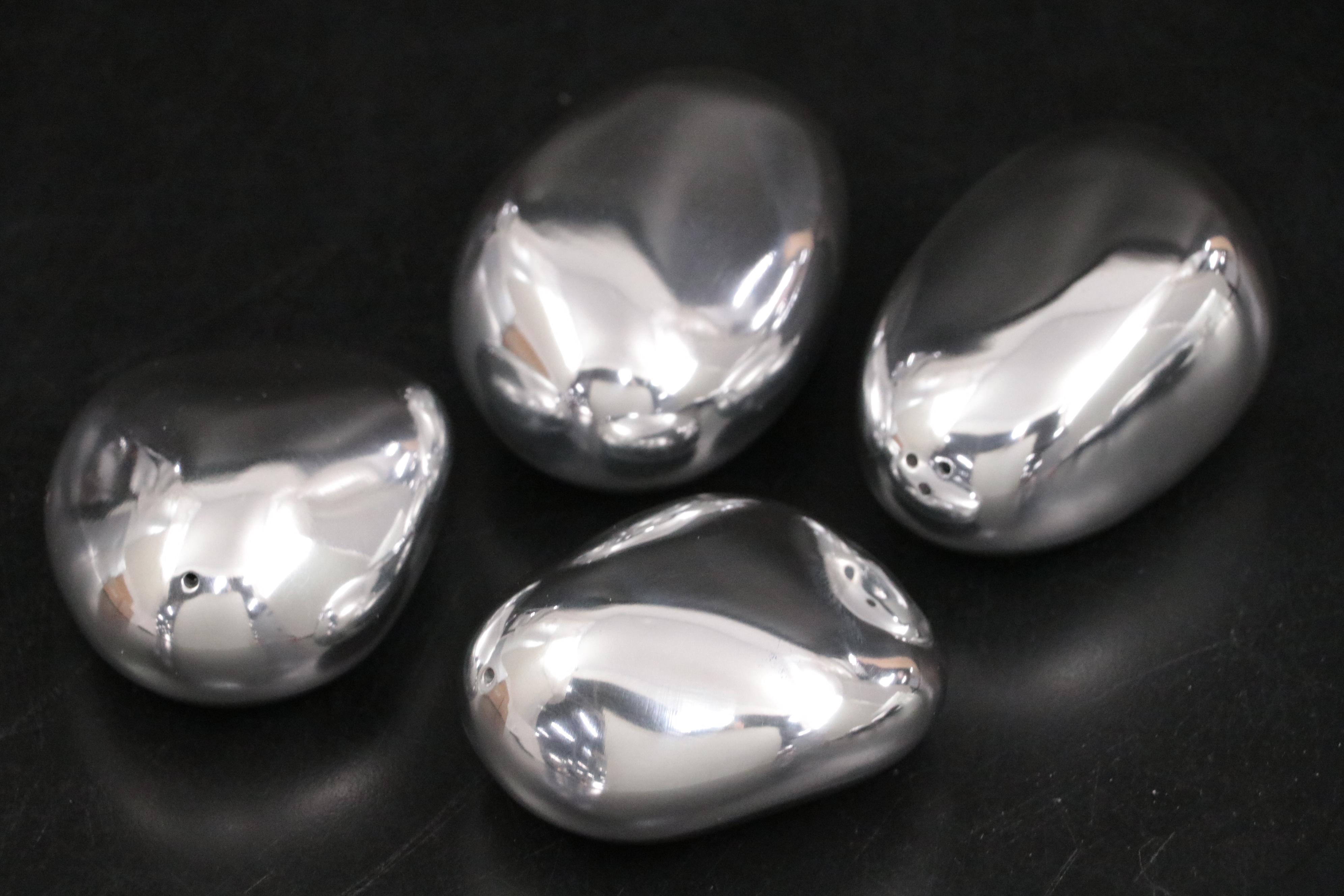 Michael Aram Polished Aluminum Rock Ikebana Vases, River Rock Shakers