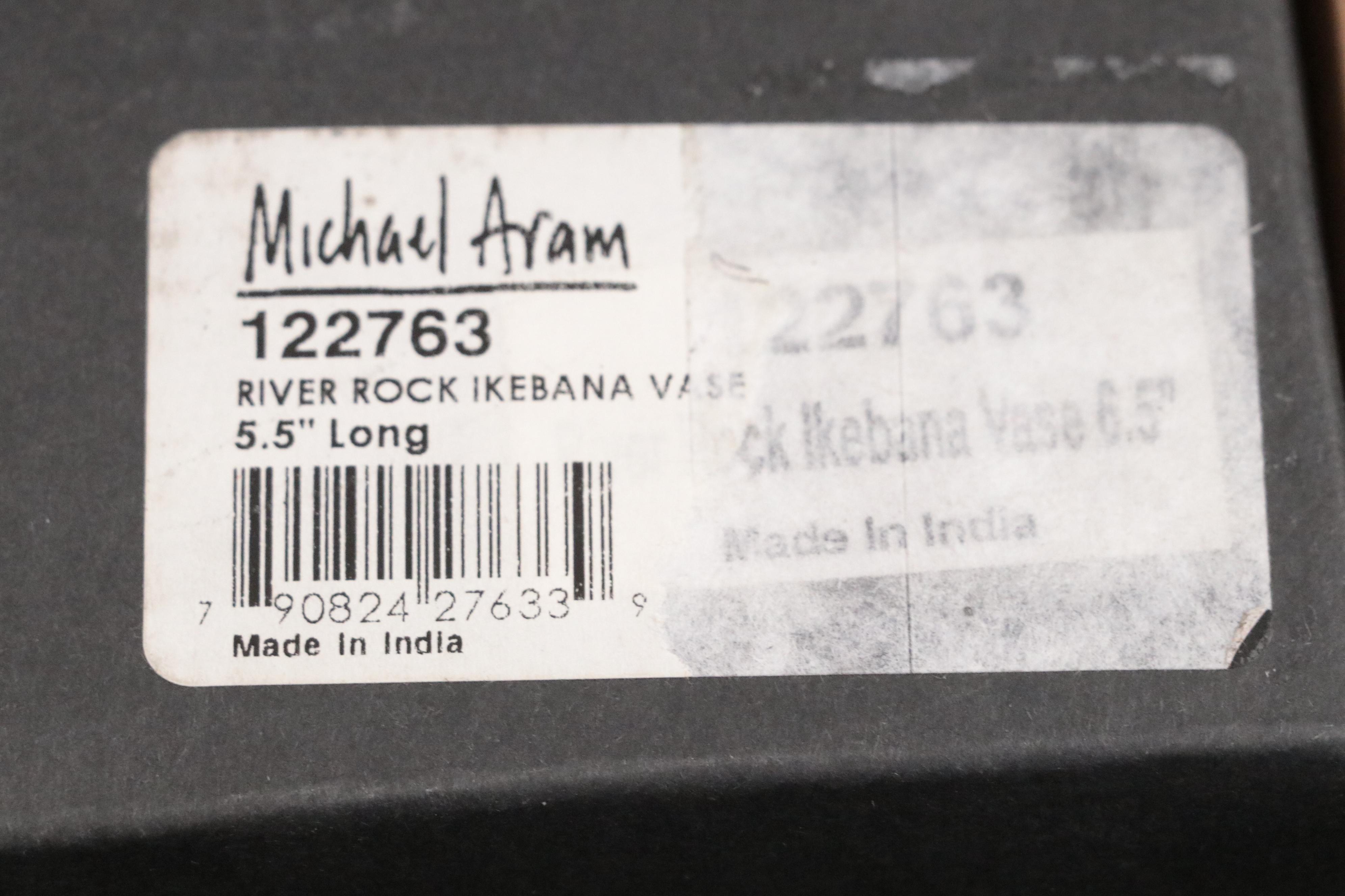 Michael Aram Polished Aluminum Rock Ikebana Vases, River Rock Shakers