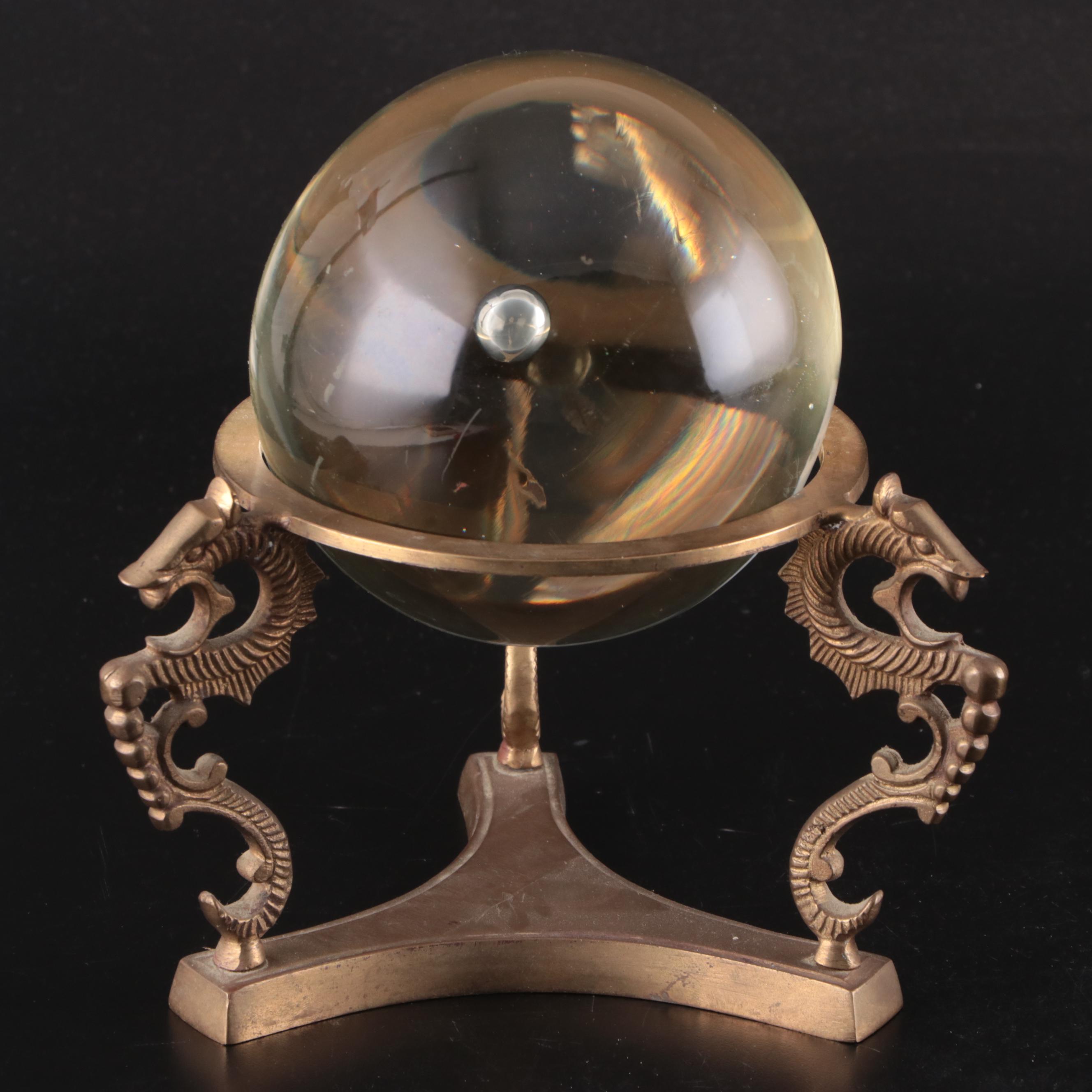 Glass Sphere Mounted on Brass Base