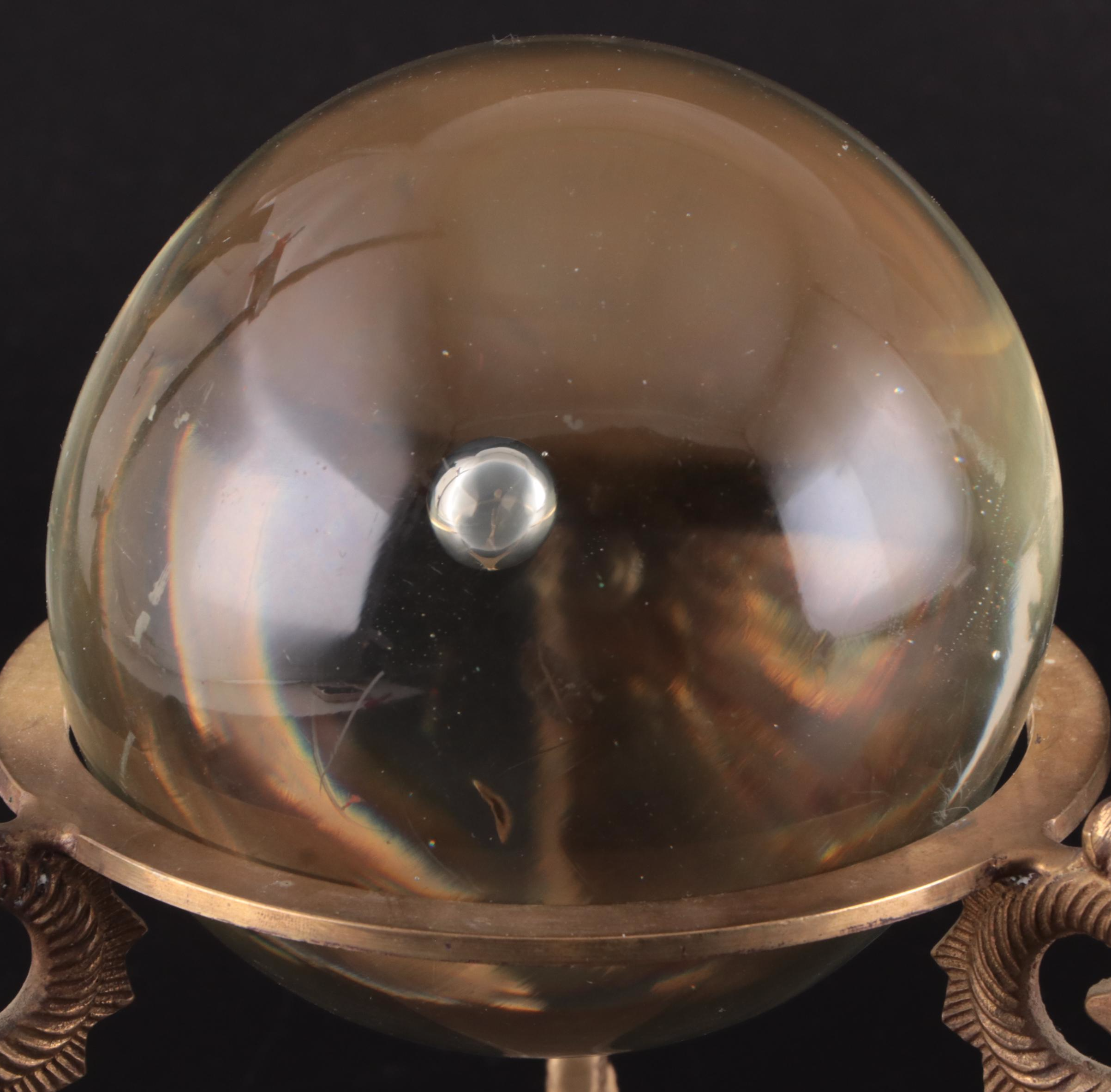 Glass Sphere Mounted on Brass Base