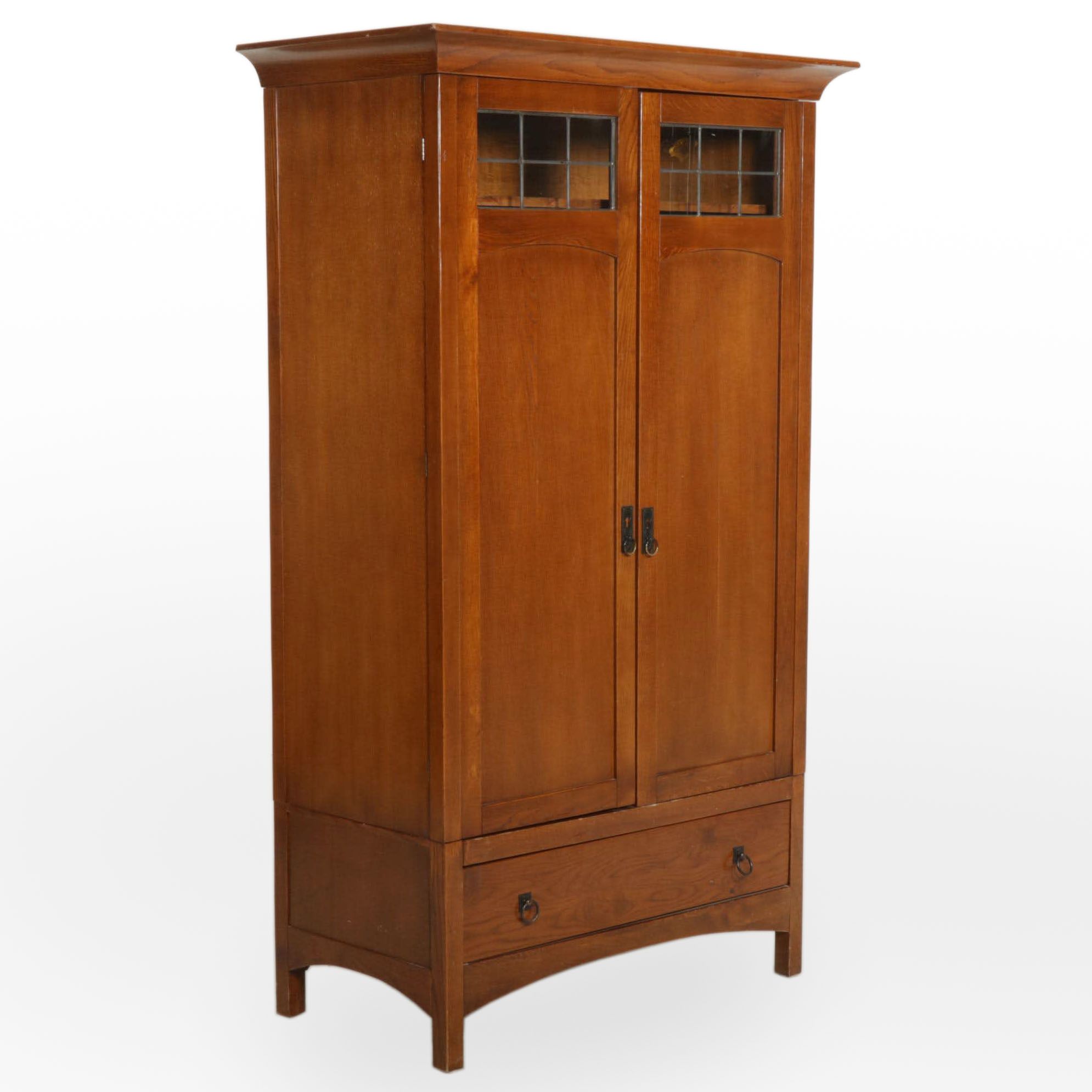 Arts & Crafts Style Oak Finish Cabinet