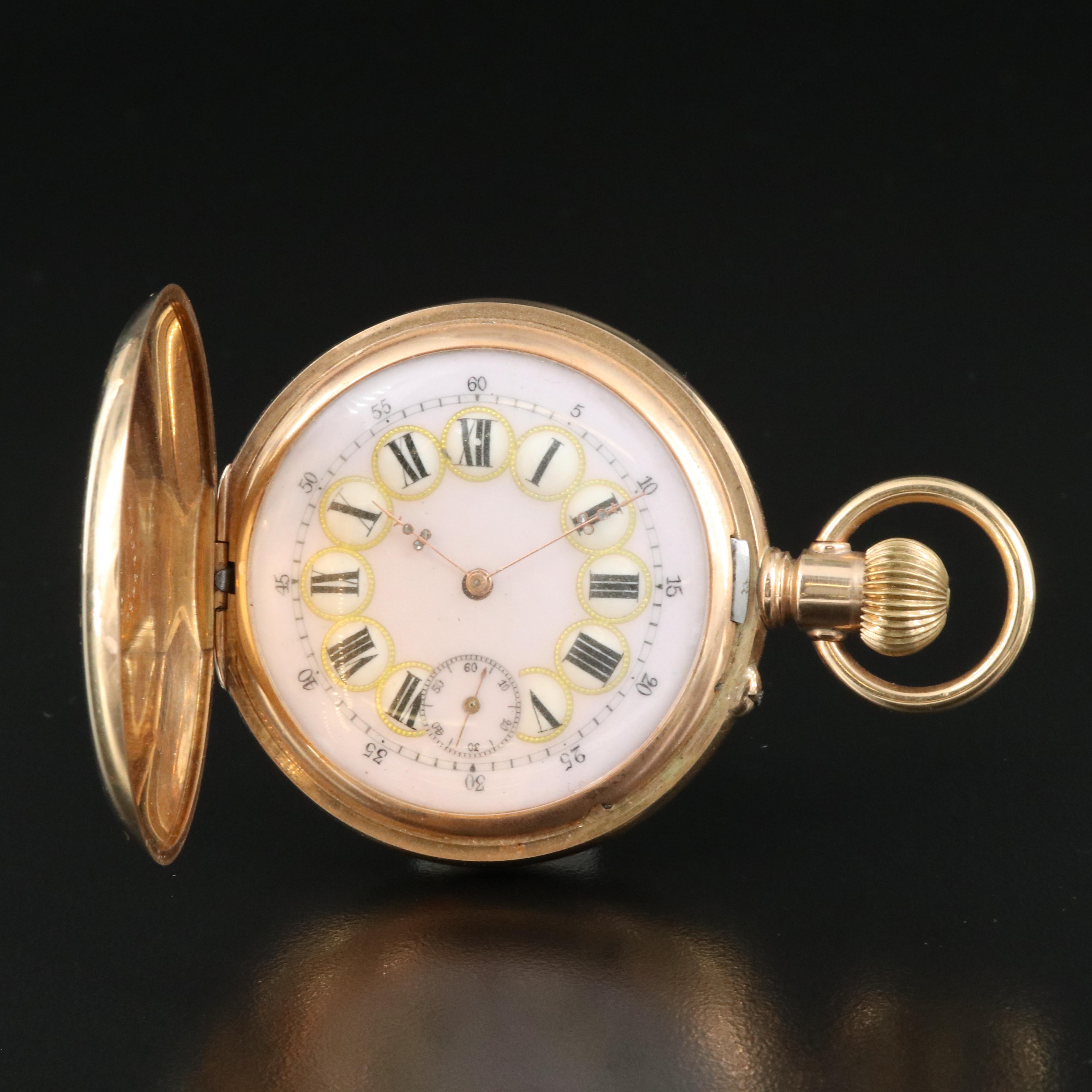 14K Swiss Movement Hunting Case Pocket Watch