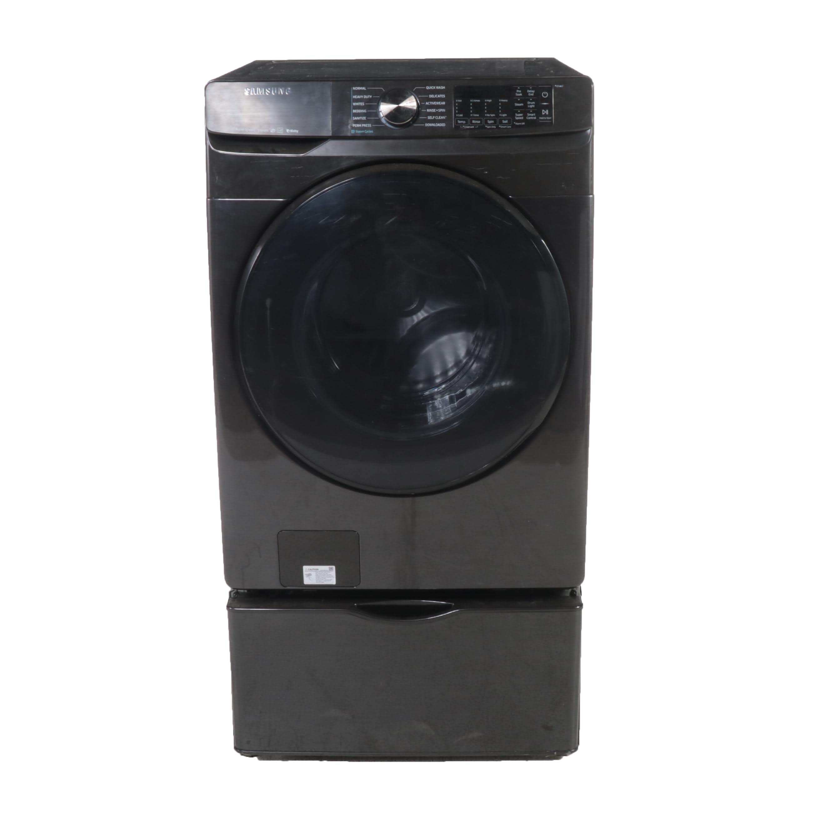 Samsung 5.0 Cu. Ft. Brushed Black Front Load Washer With Pedestal