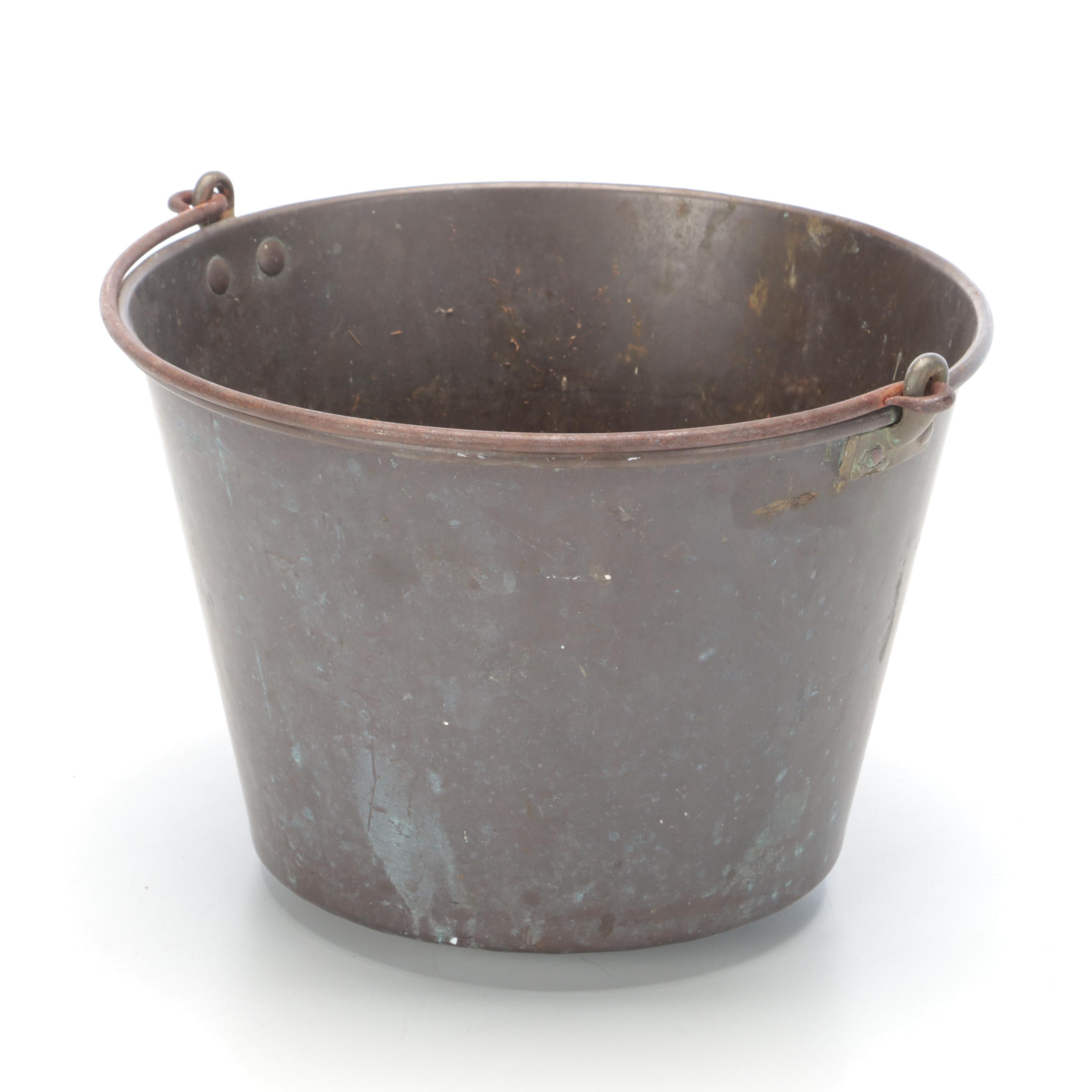 Copper Fireplace Coal Scuttle with Metal Ash Bucket, Late 19th/ Early 20th C.
