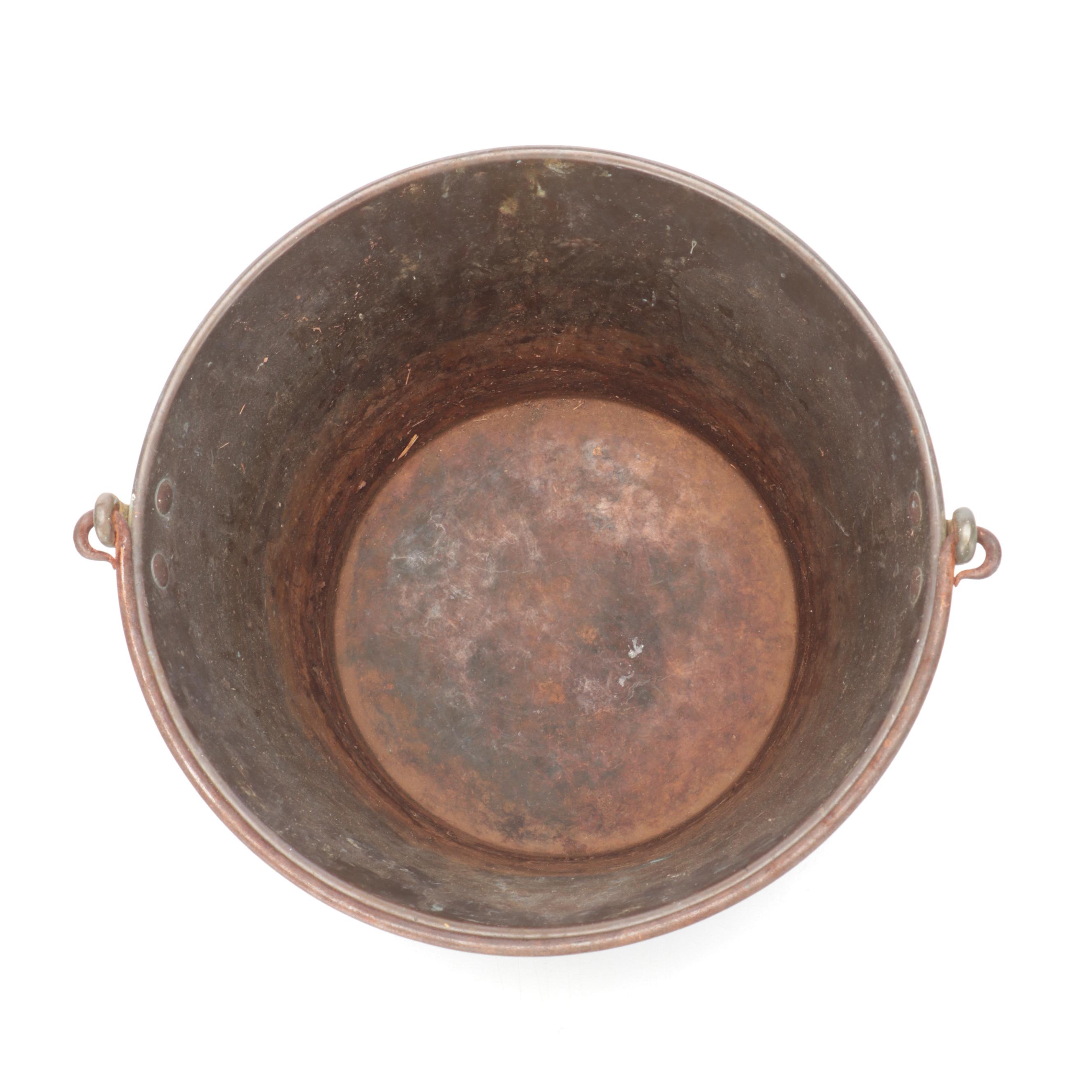 Copper Fireplace Coal Scuttle with Metal Ash Bucket, Late 19th/ Early 20th C.
