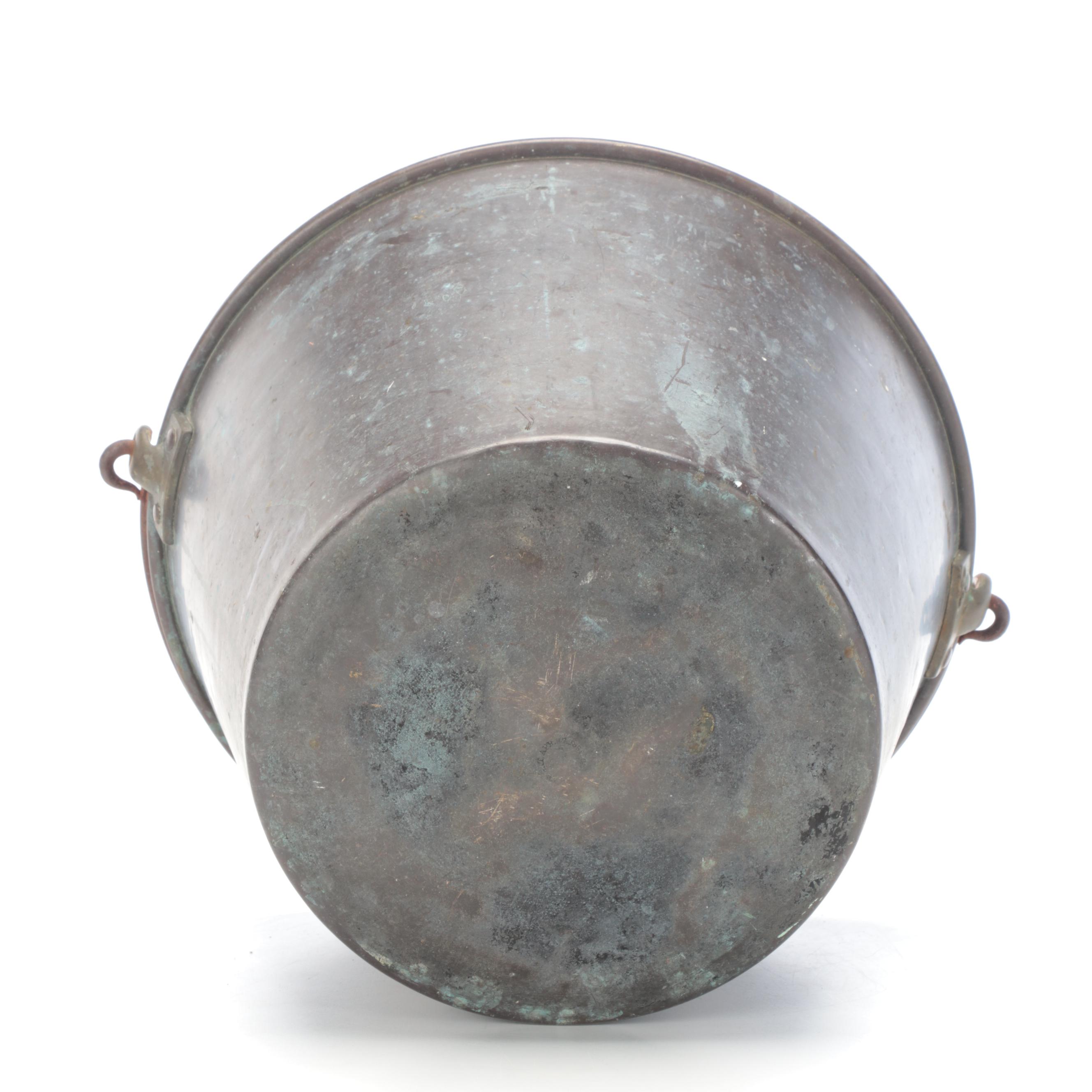 Copper Fireplace Coal Scuttle with Metal Ash Bucket, Late 19th/ Early 20th C.