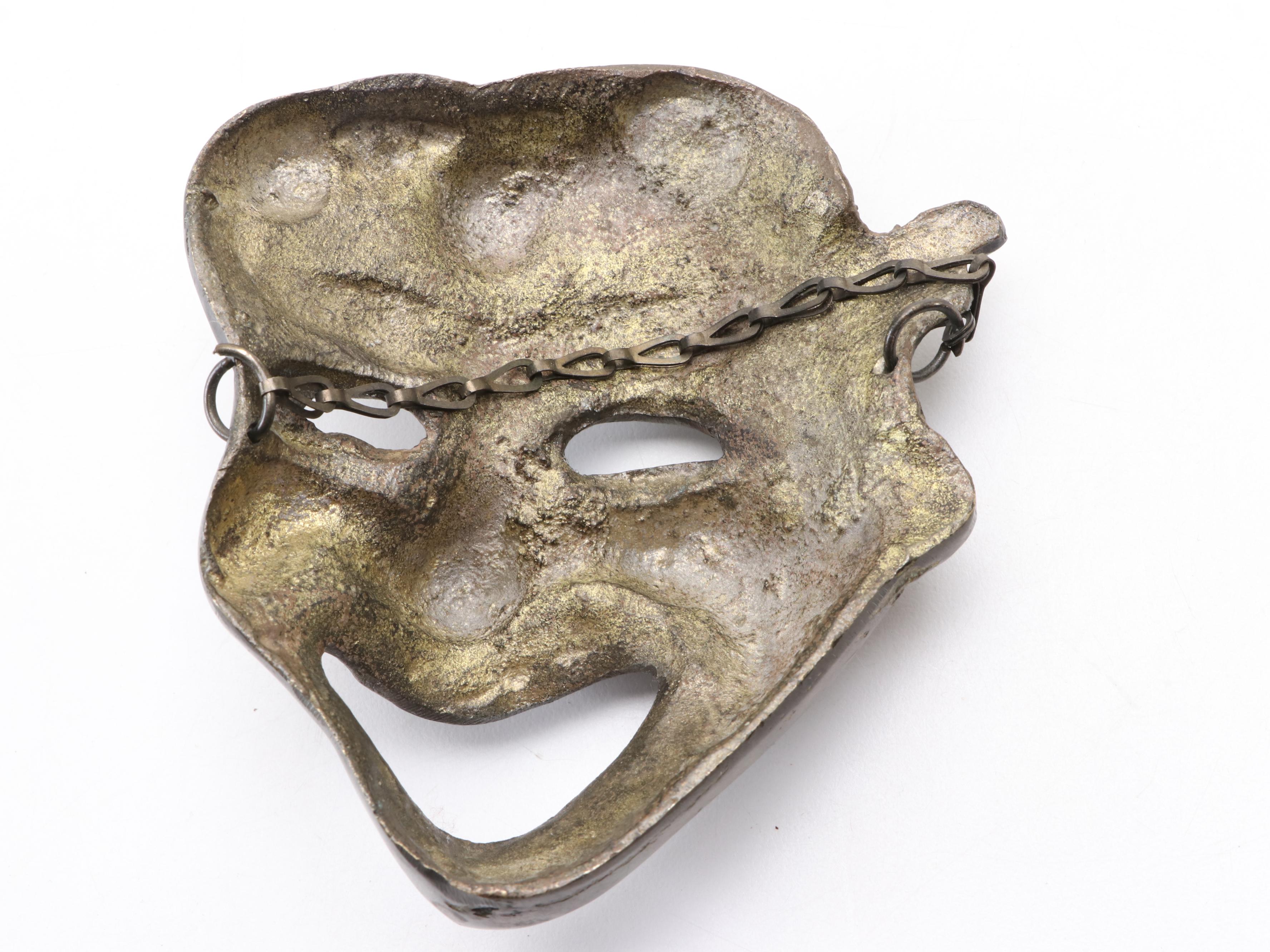 Cast Brass Pan Mask with Cast Metal Reproduction Silenus Head