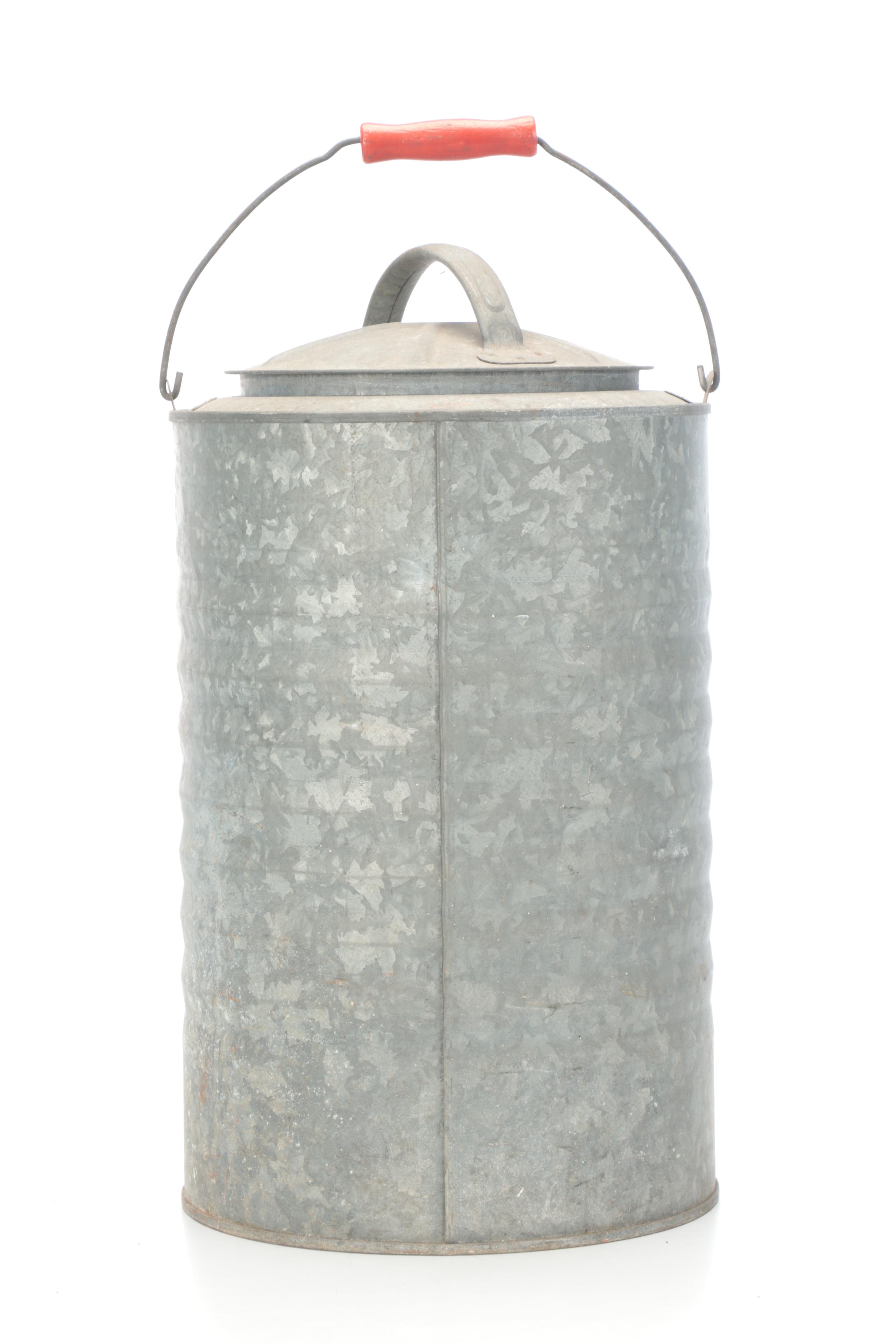 Igloo Water Cooler with Other Galvanized Metal Buckets and Wire Basket