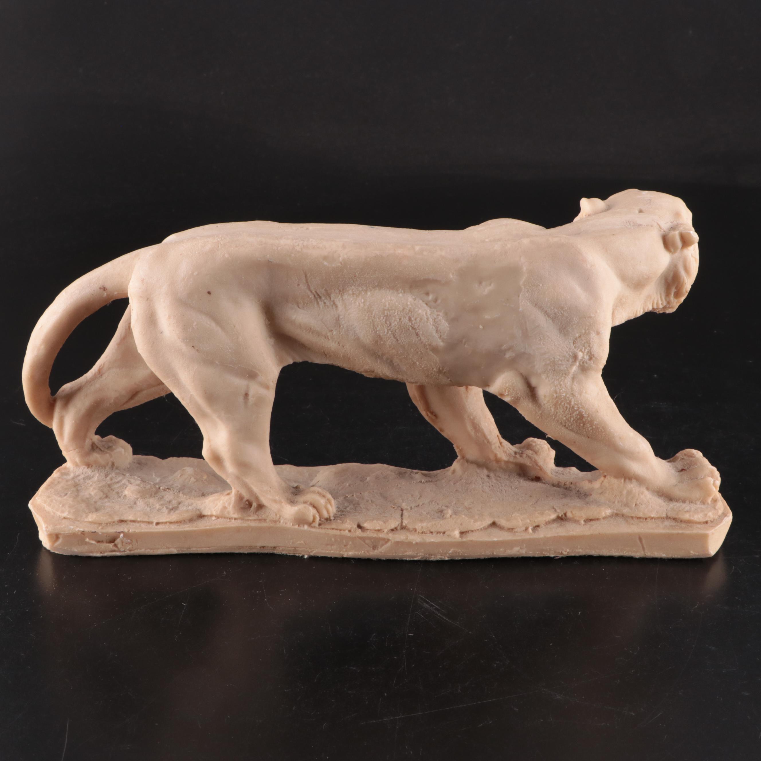 Art Deco Style Resin Tiger Figurine, Early to Mid 20th Century