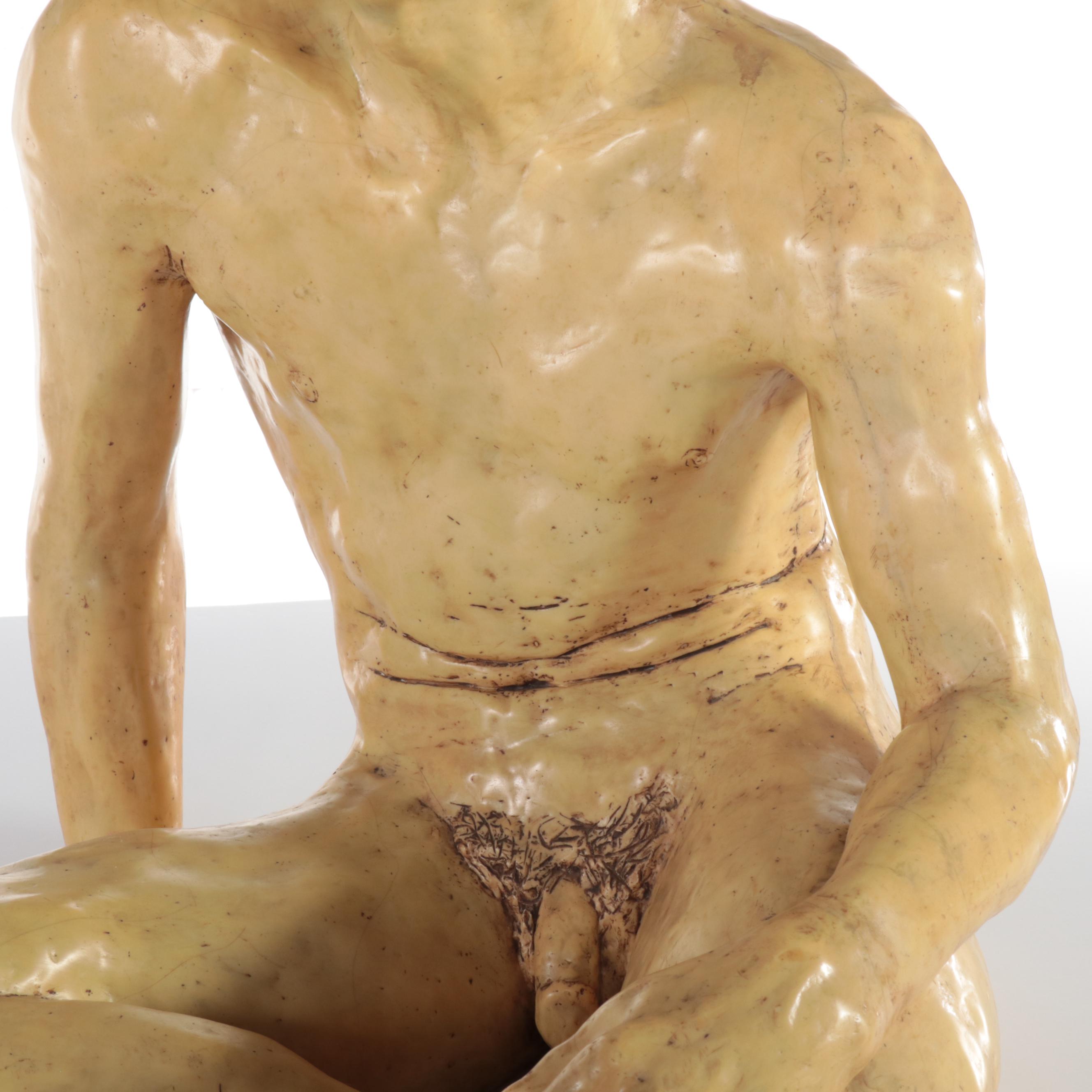 Gary Ross Life-Size Seated Nude Fiberglass Sculpture