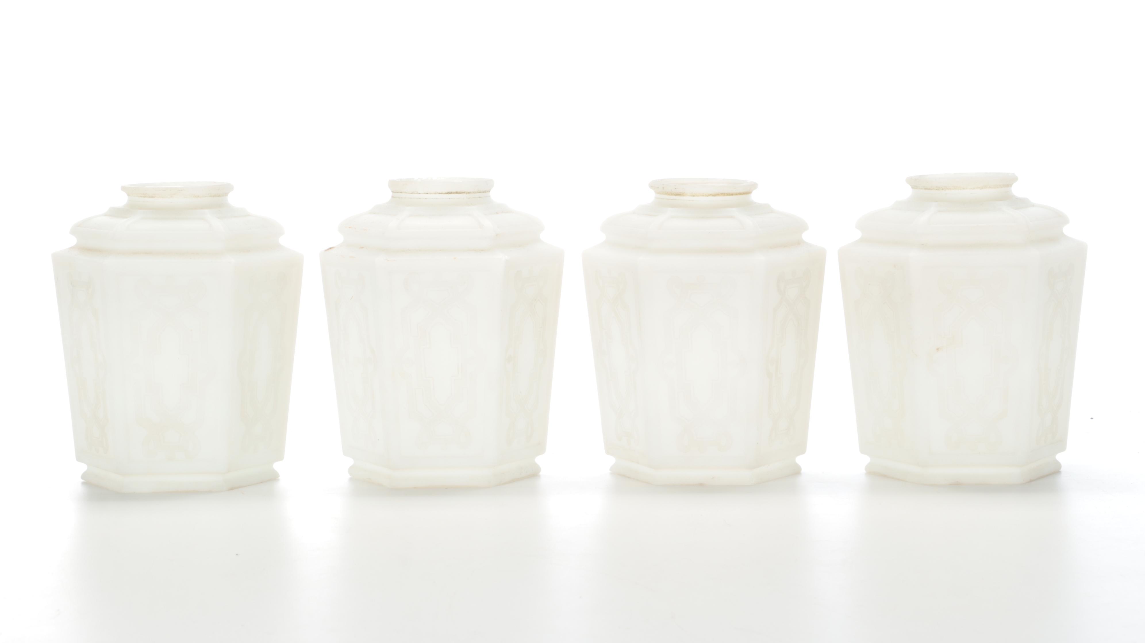 Art Deco Style Molded Glass Hanging Pendant Light with Glass Paneled Shades