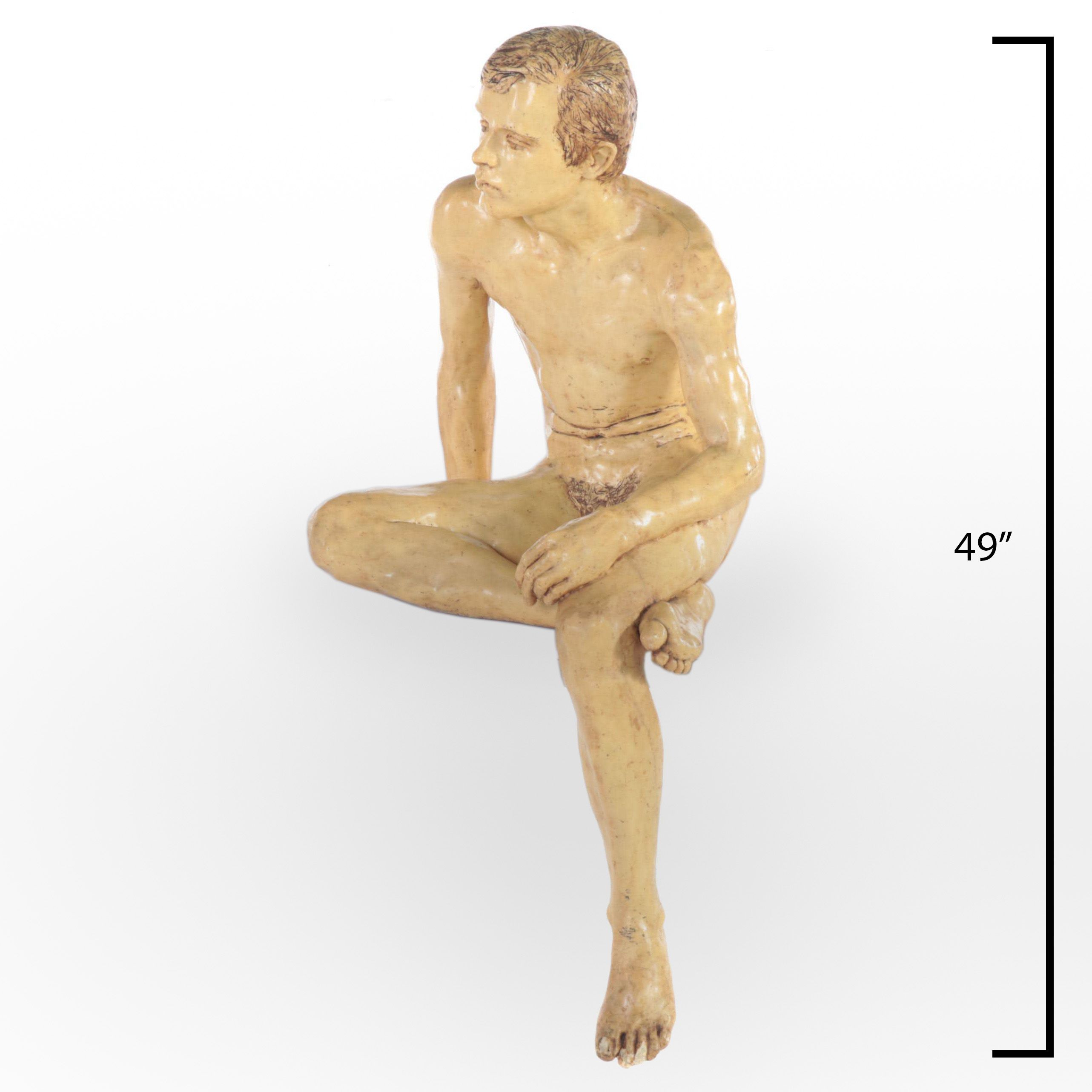 Gary Ross Life-Size Seated Nude Fiberglass Sculpture