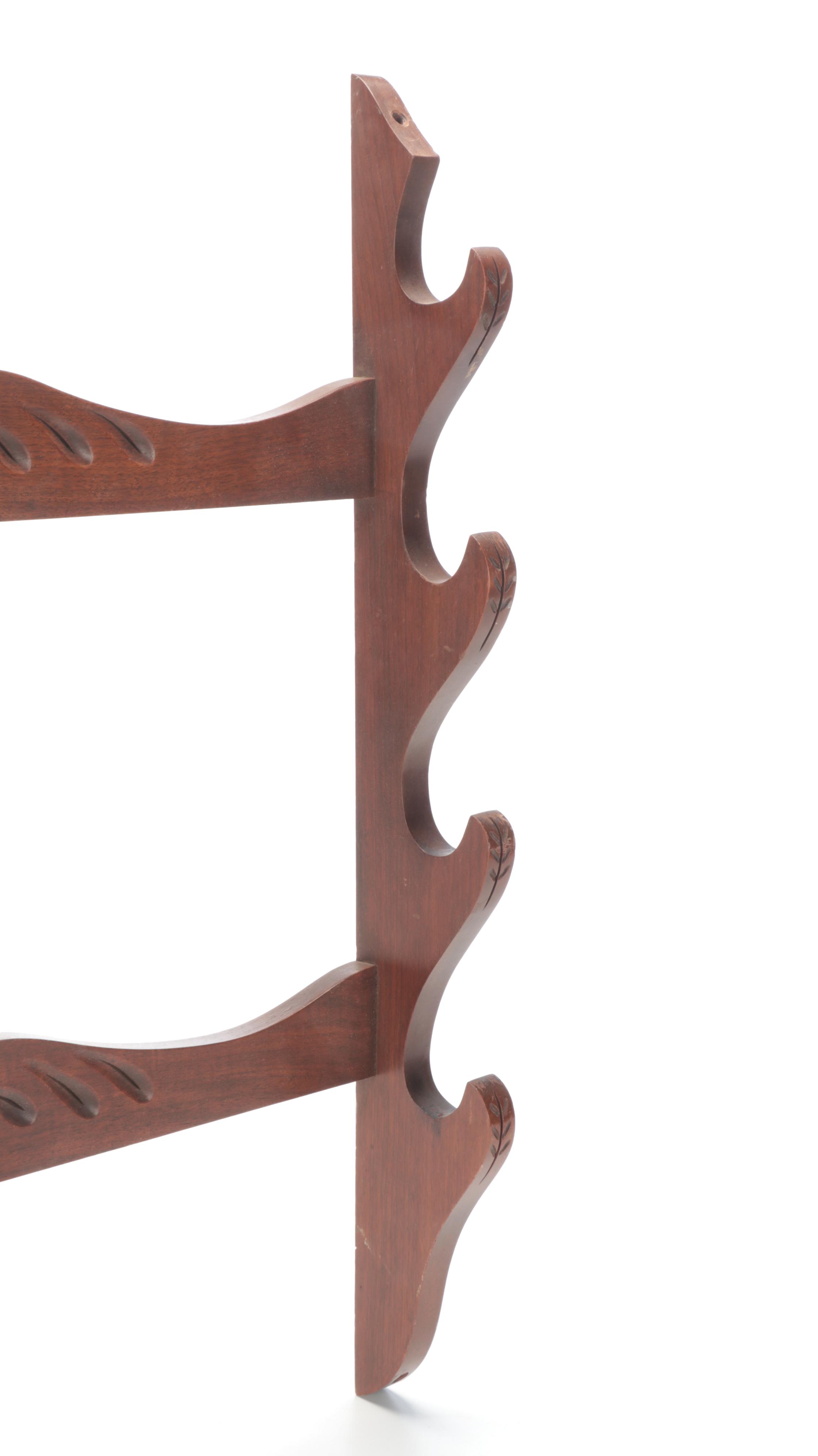 Hand-Carved Wooden Rifle Rack