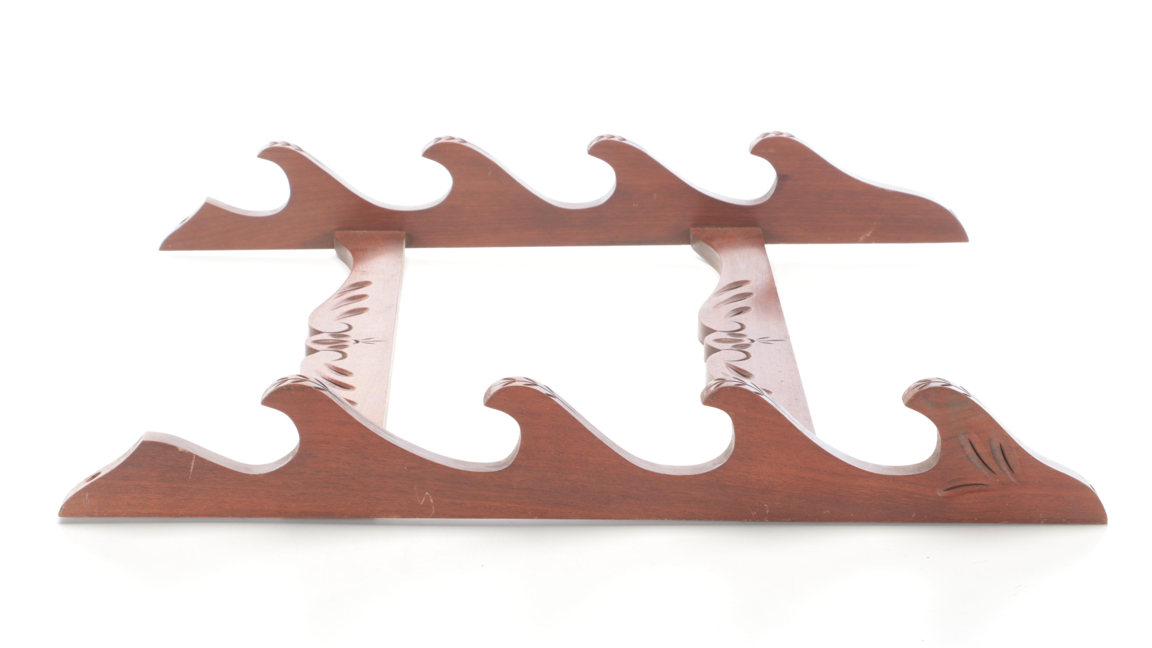 Hand-Carved Wooden Rifle Rack
