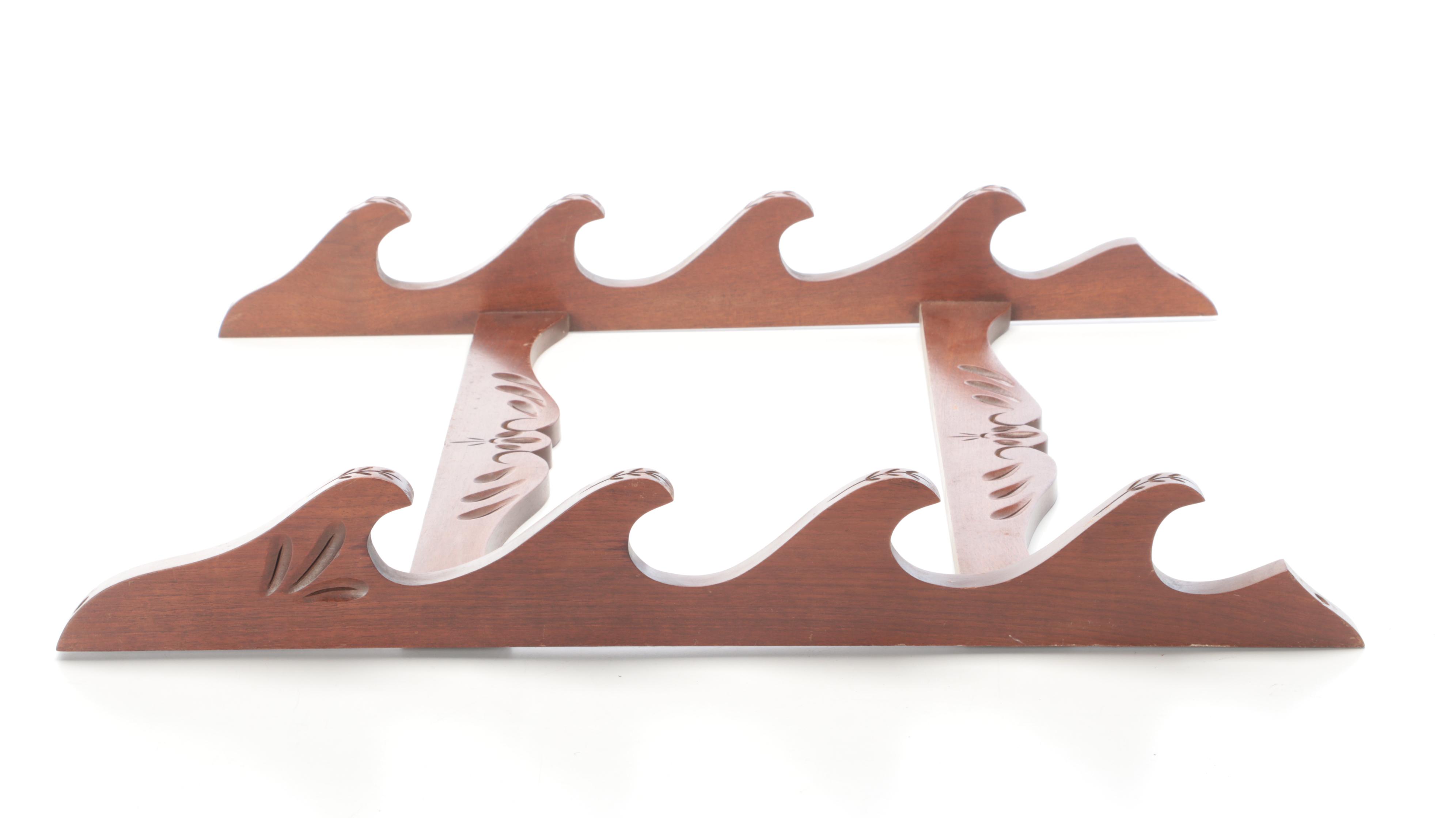 Hand-Carved Wooden Rifle Rack