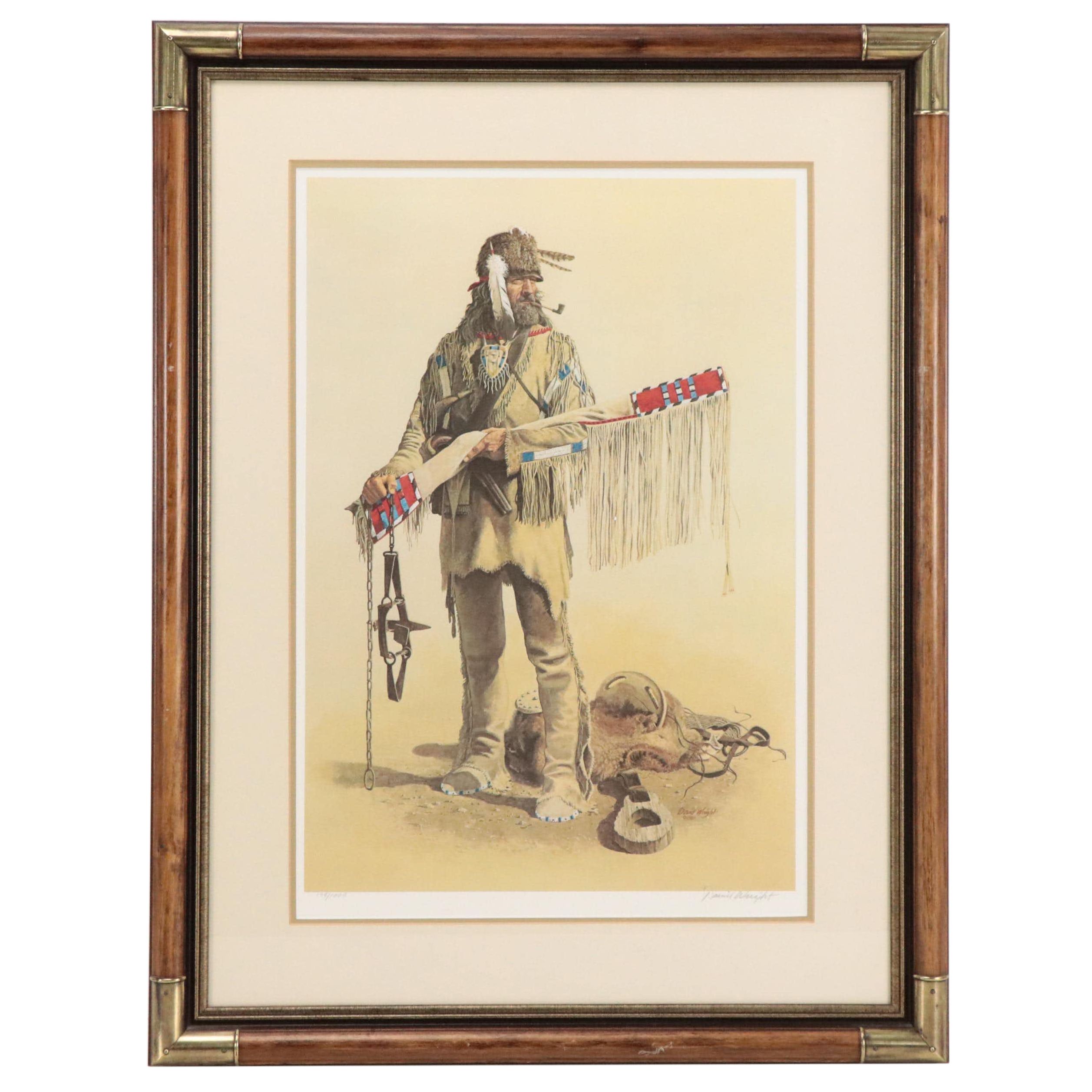 David Wright Offset Lithograph "Green River Trapper"