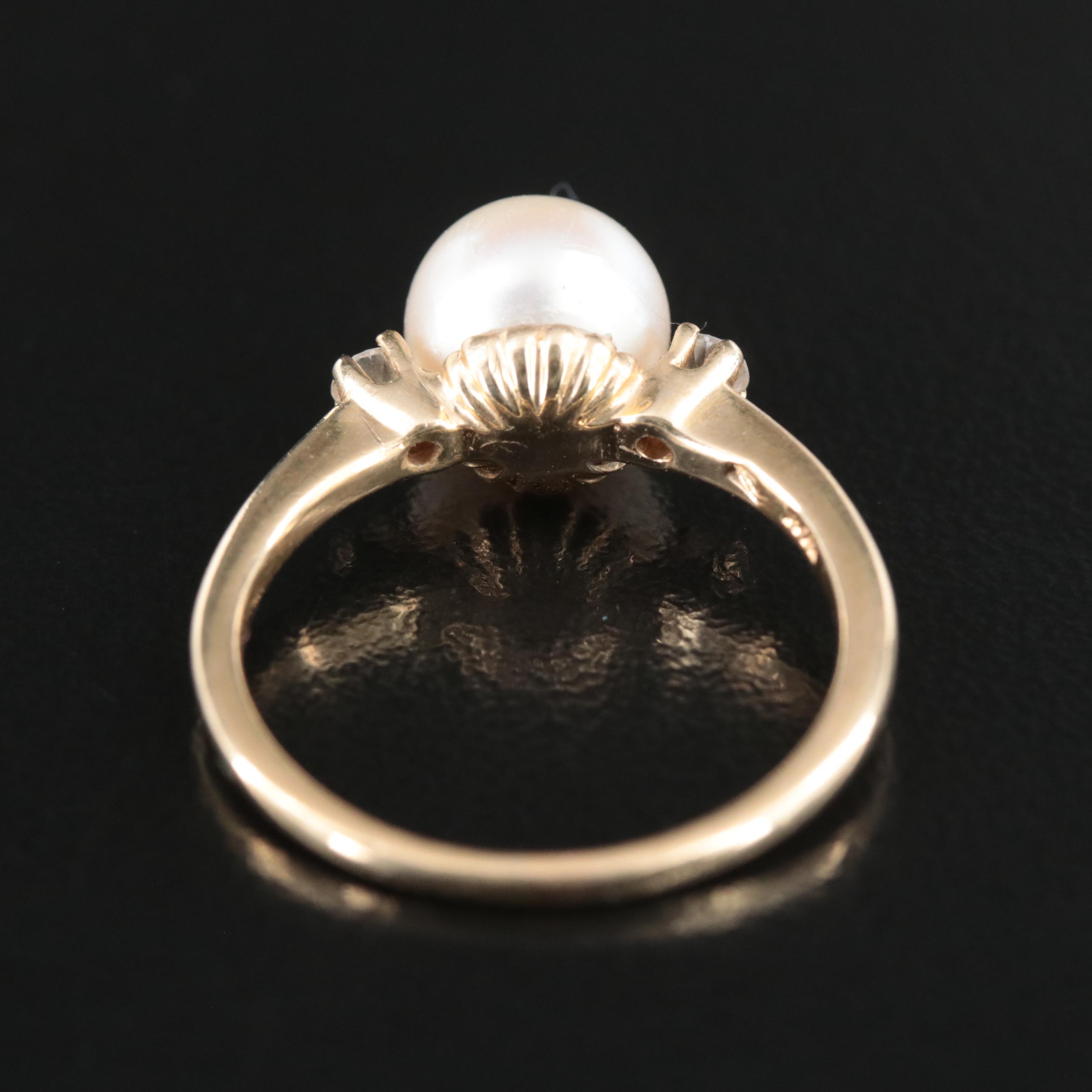 14K Pearl and Diamond Ring