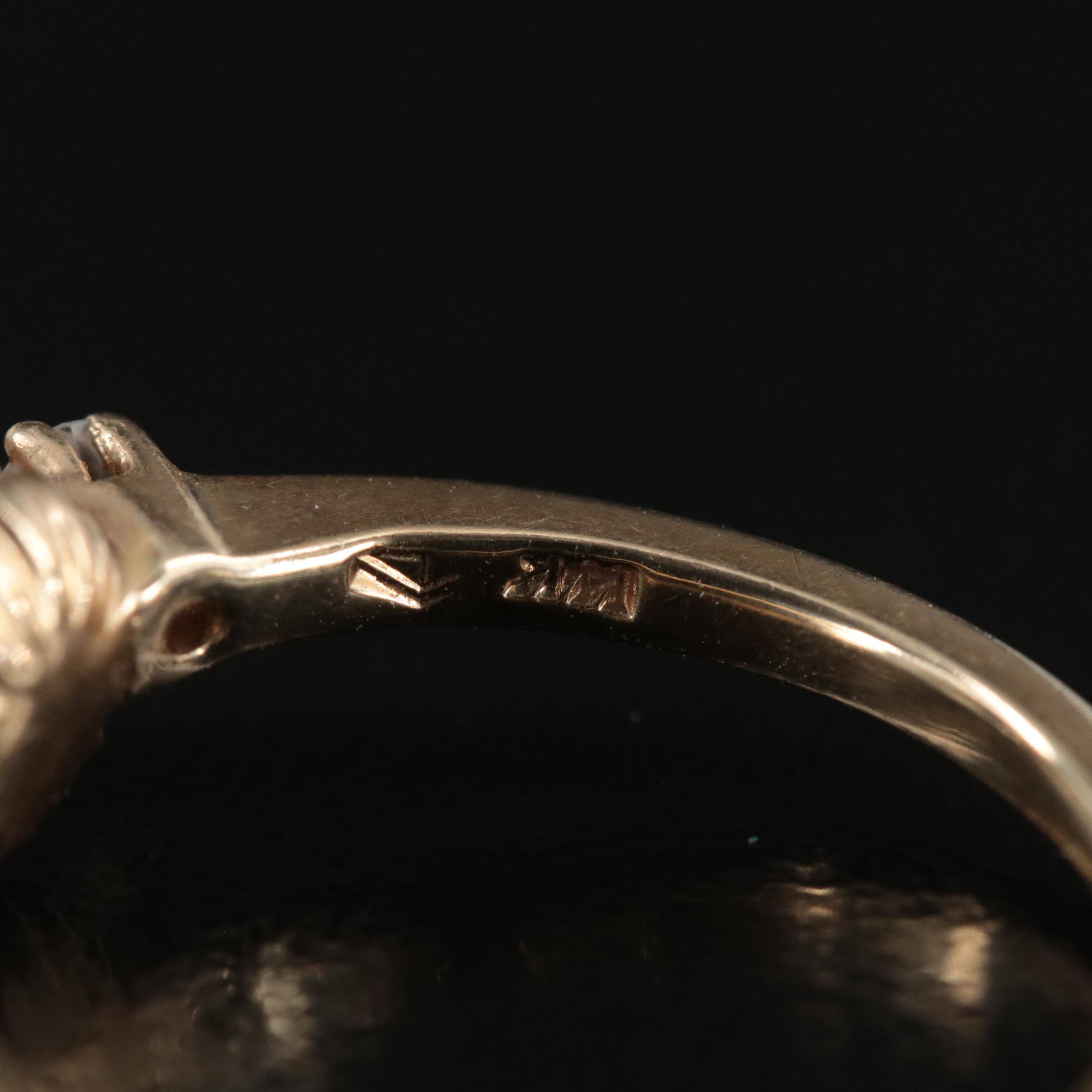 14K Pearl and Diamond Ring