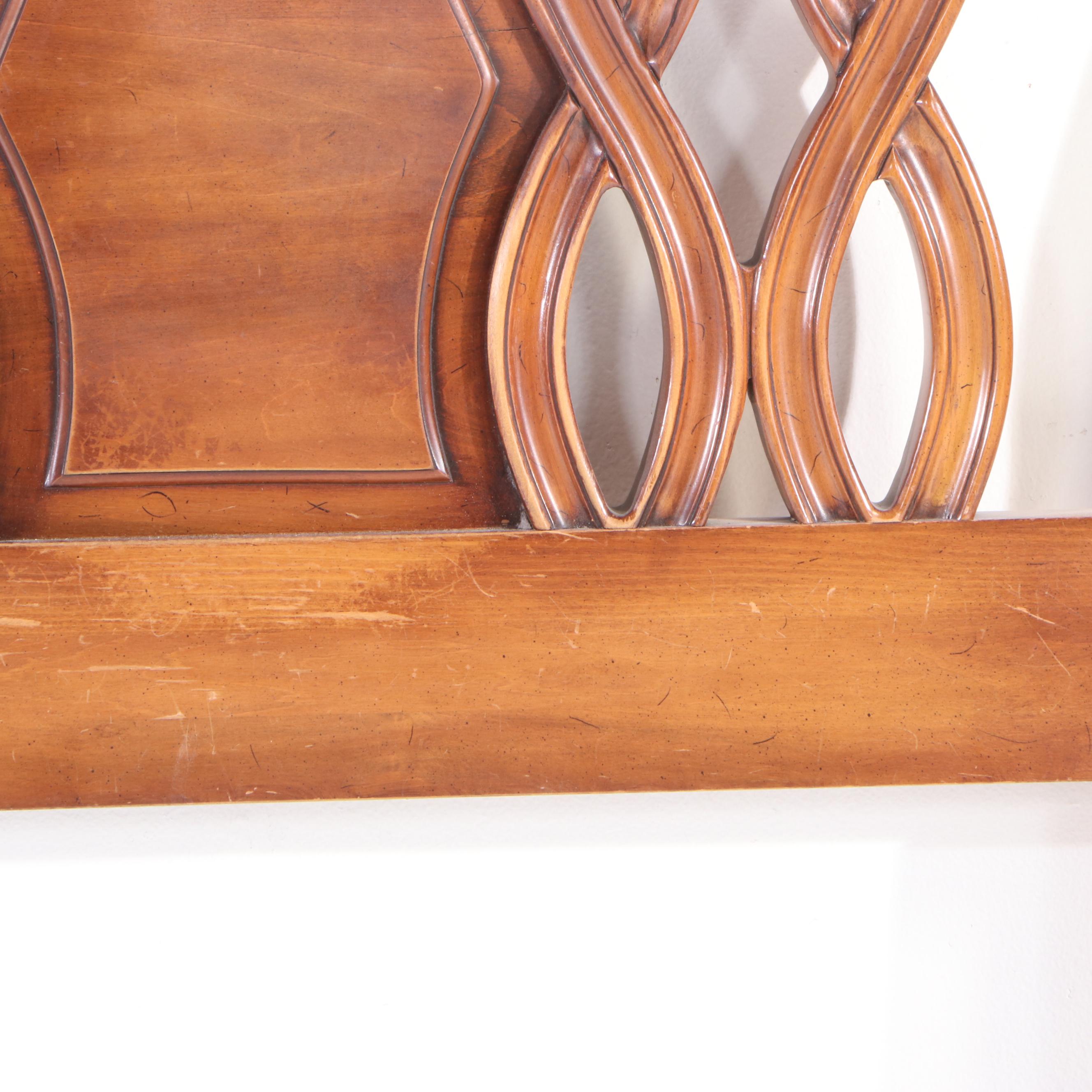 Mid Century Modern Hardwood Queen Size Headboard