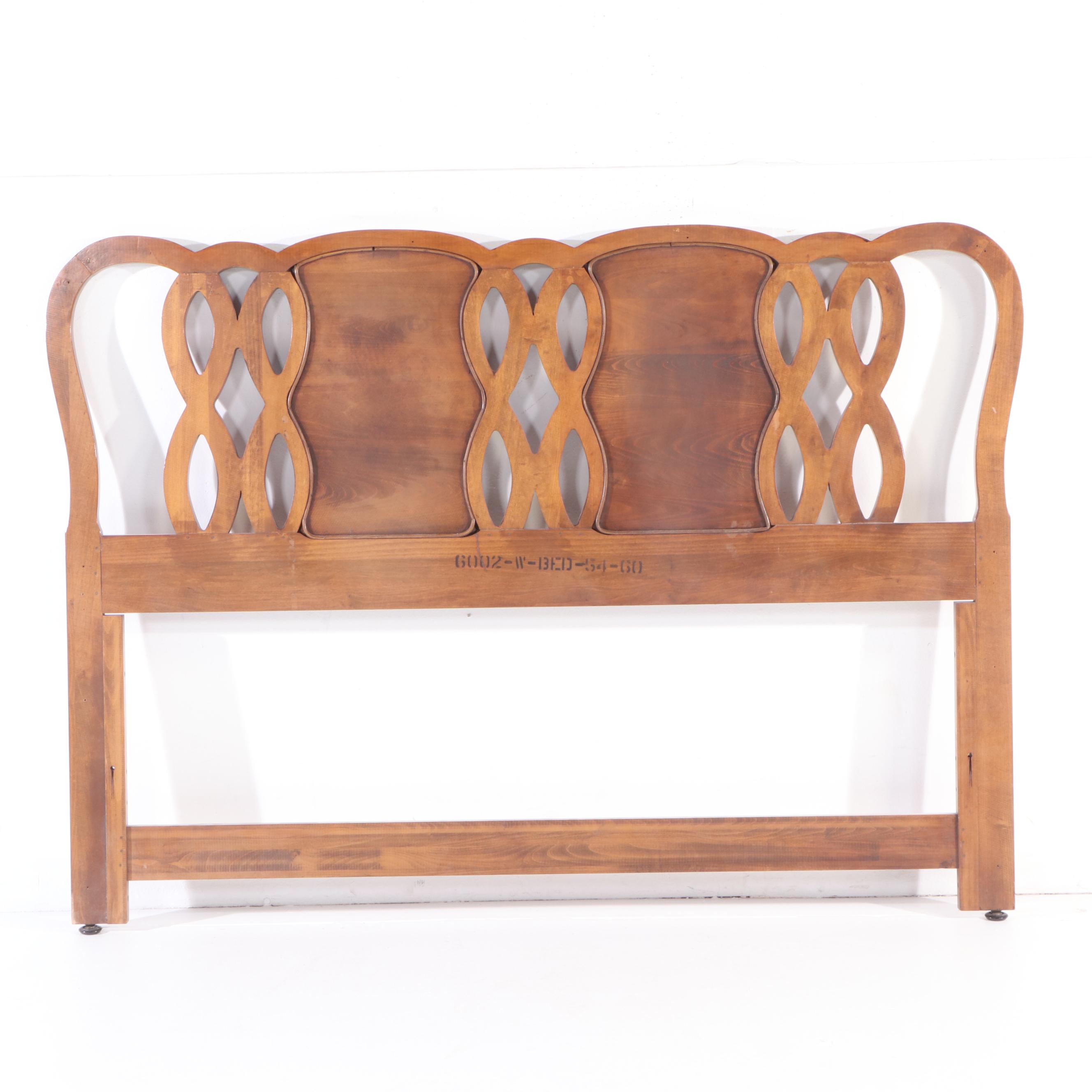 Mid Century Modern Hardwood Queen Size Headboard