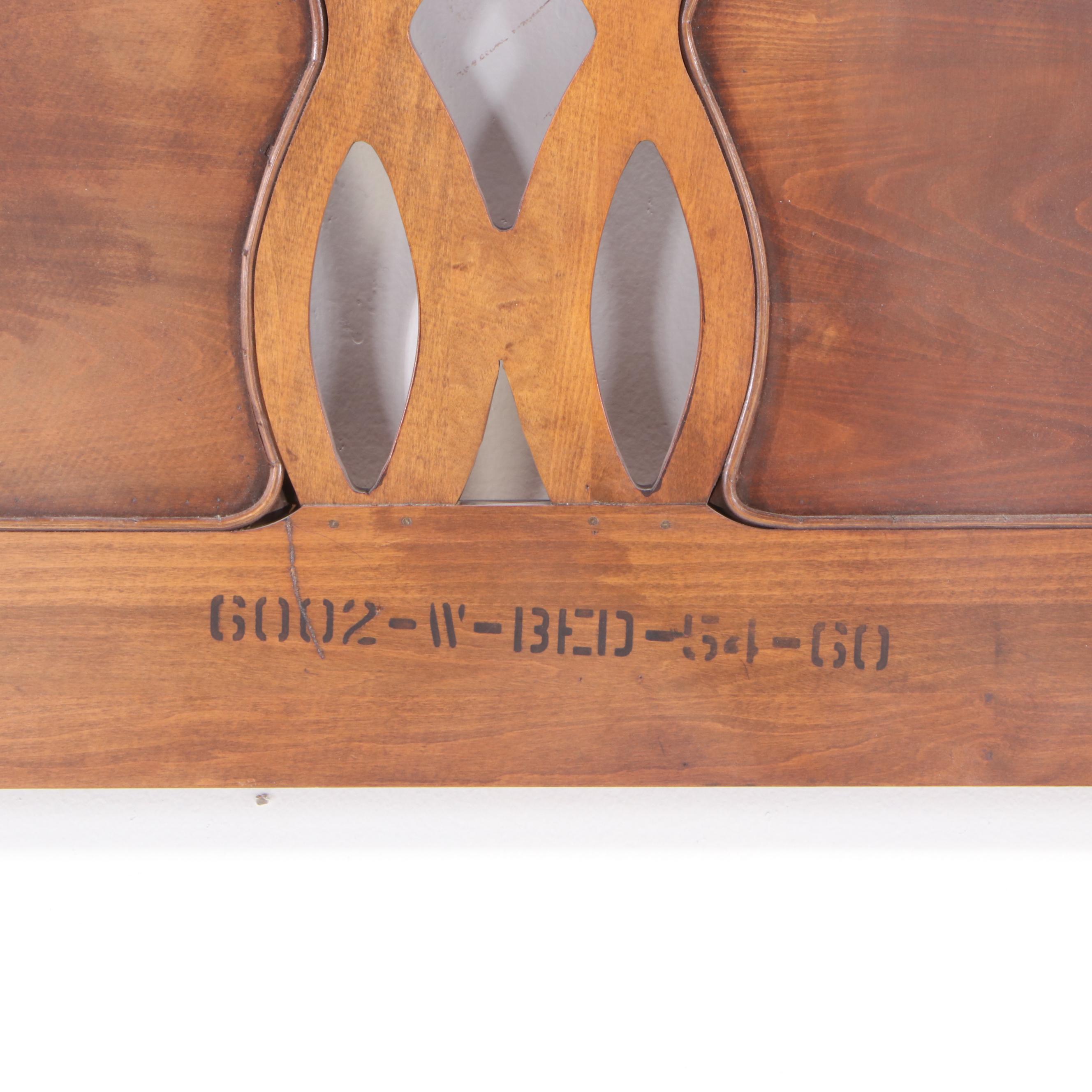 Mid Century Modern Hardwood Queen Size Headboard