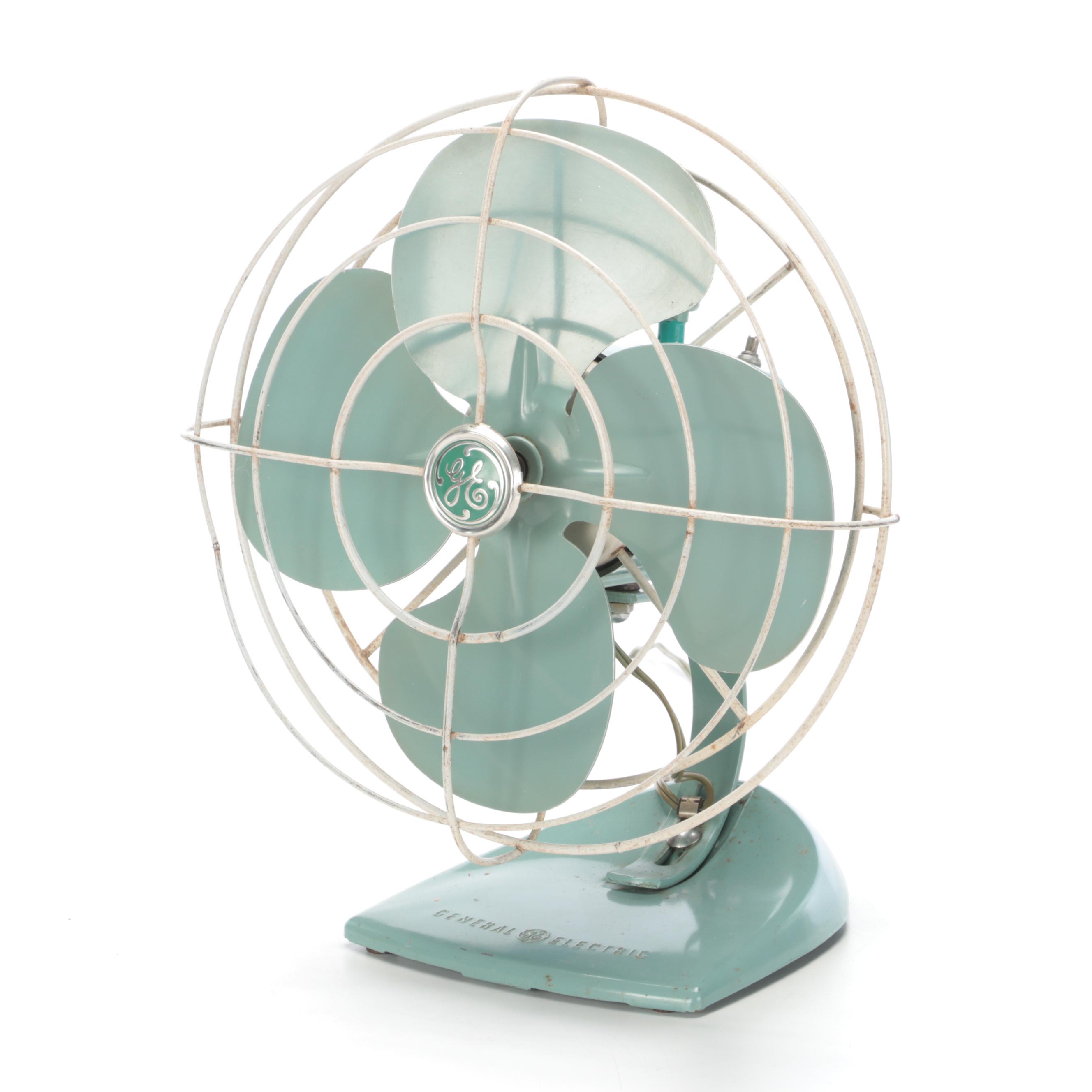 General Electric Mint Green Desk Fan, Mid-20th Century