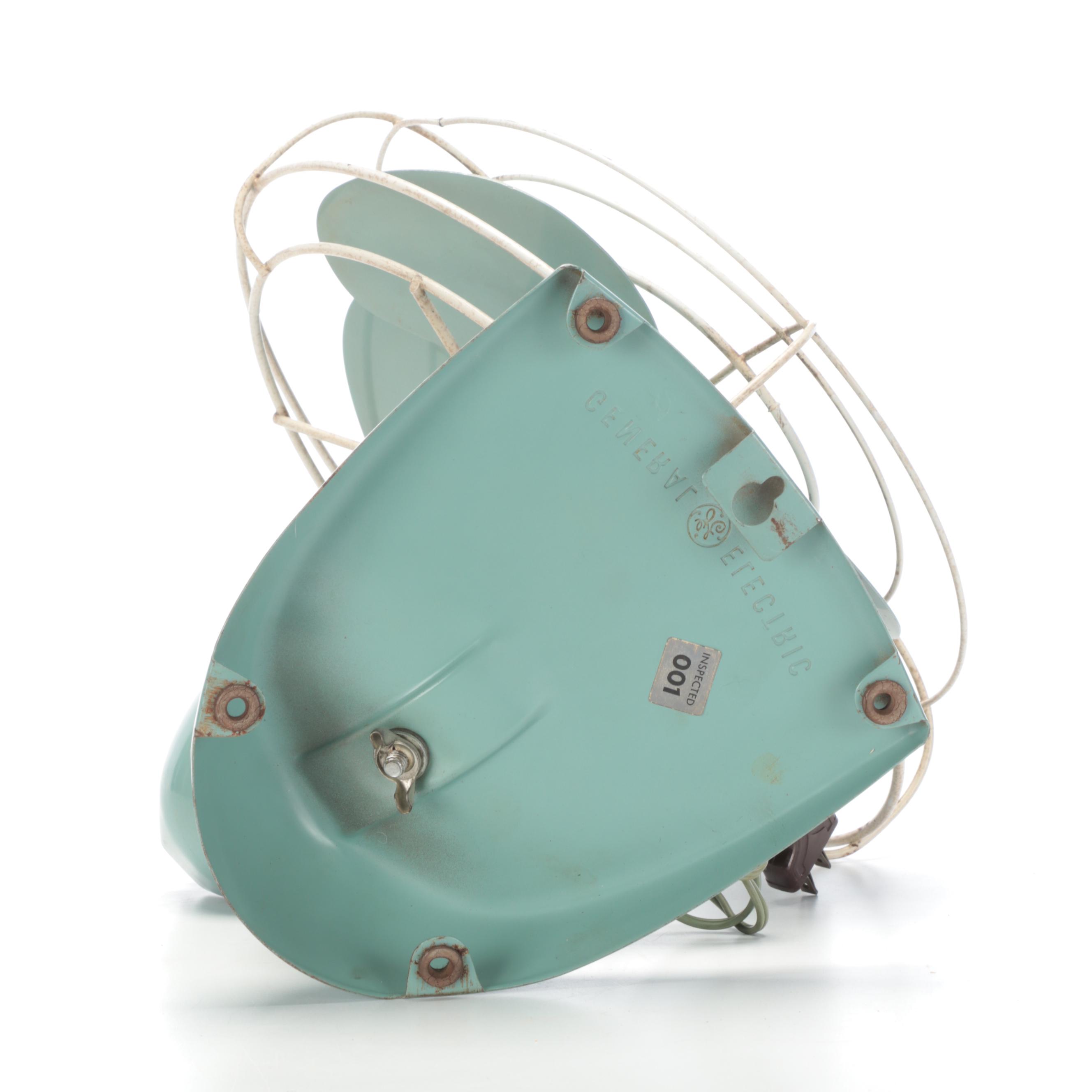 General Electric Mint Green Desk Fan, Mid-20th Century
